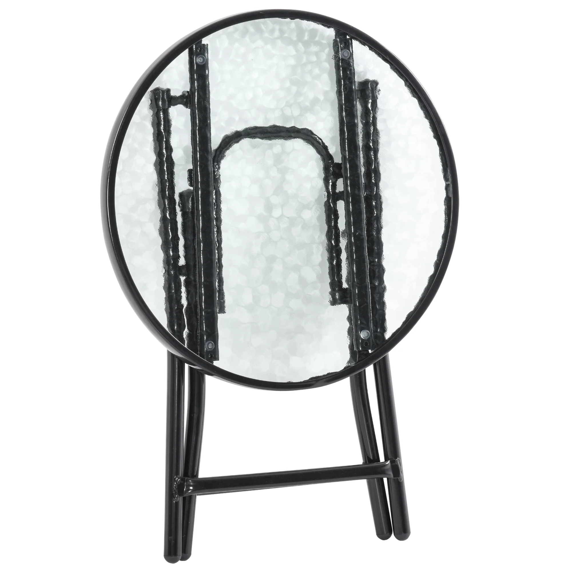 Outsunny Mesa De Cristal Redonda Plegable Con Hebilla De Seguridad Jardín Ø45 Cm - Image 5