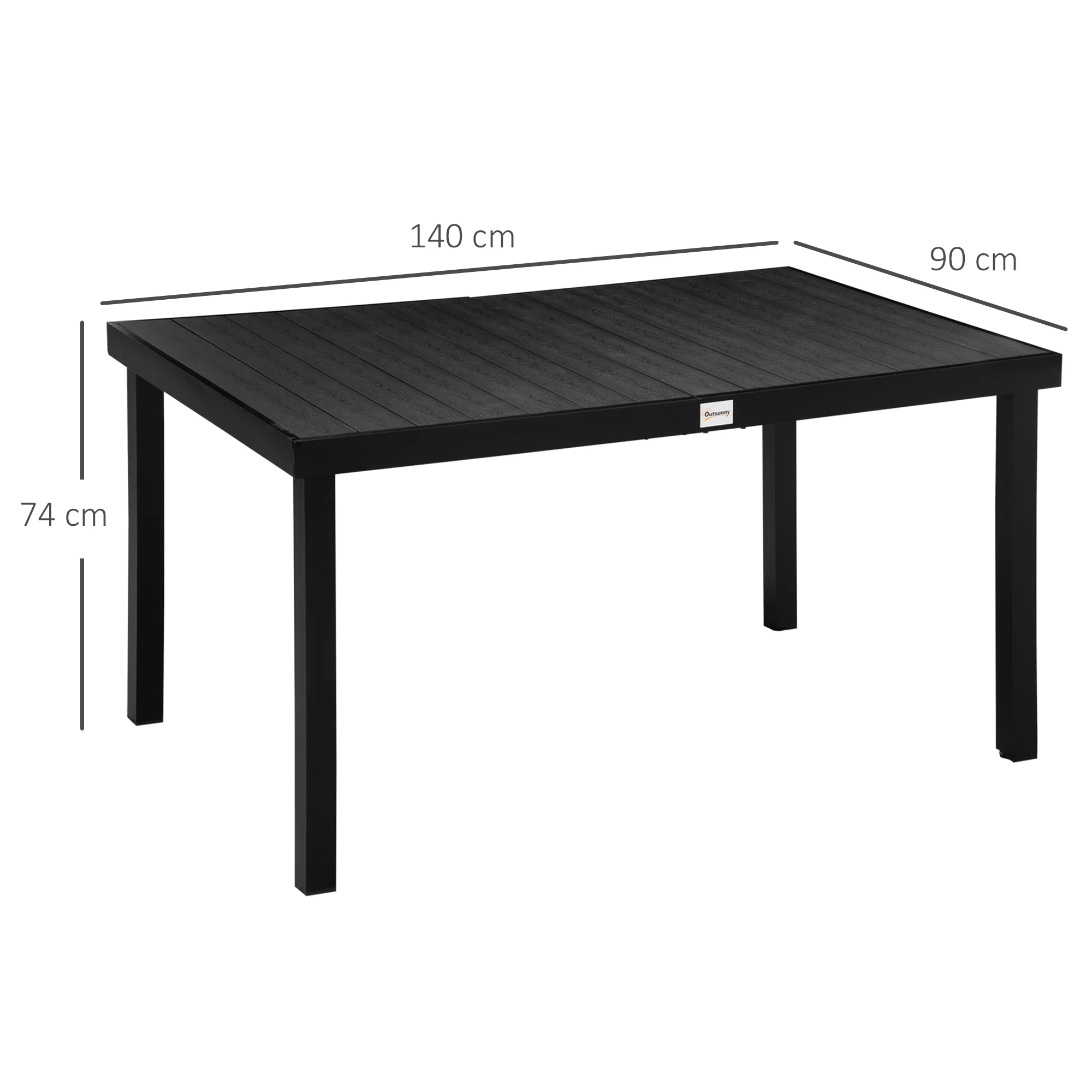 Outsunny Mesa De Jardín De Aluminio Mesa De Comedor Para 6 Personas 140x90x74 Cm - Image 3
