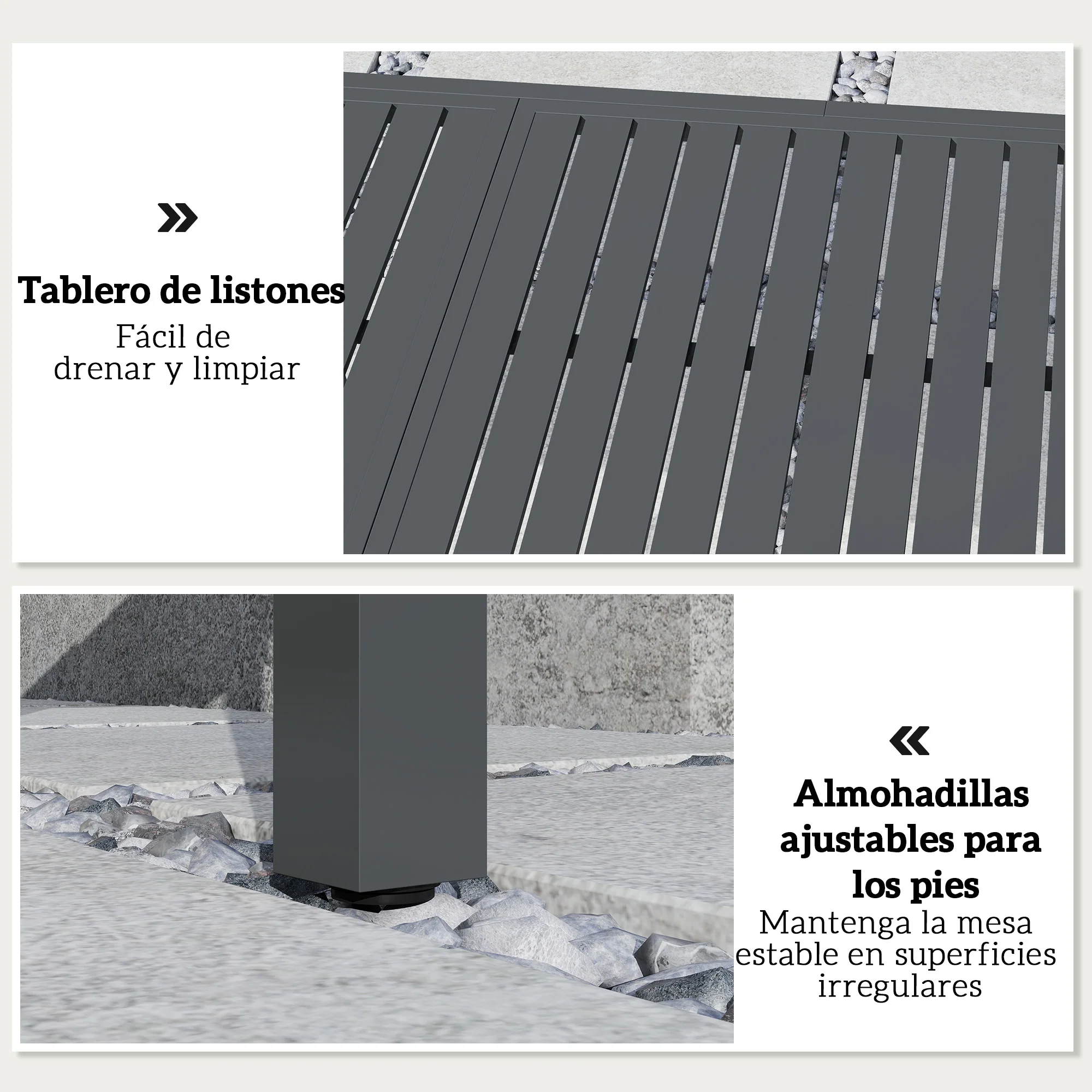 Outsunny Mesa De Jardín Extensible De Aluminio 150/225x85x75 Cm Gris Oscuro - Image 6