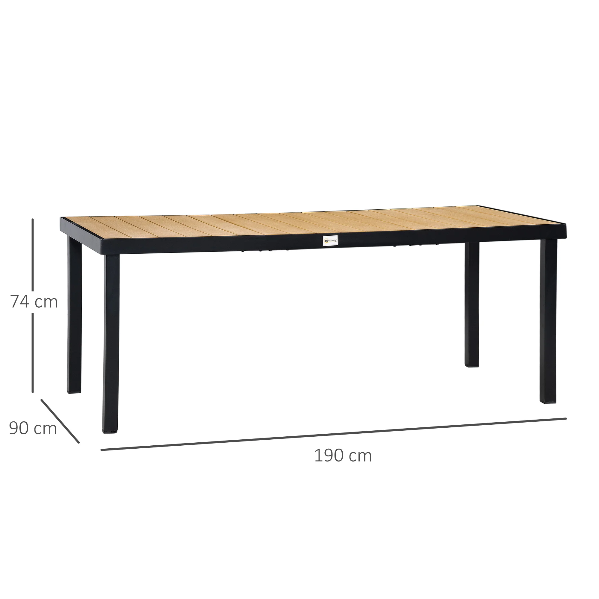 Outsunny Mesa De Jardín Mesa De Comedor De Aluminio Para 8 Personas 190x90x74 Cm - Image 3
