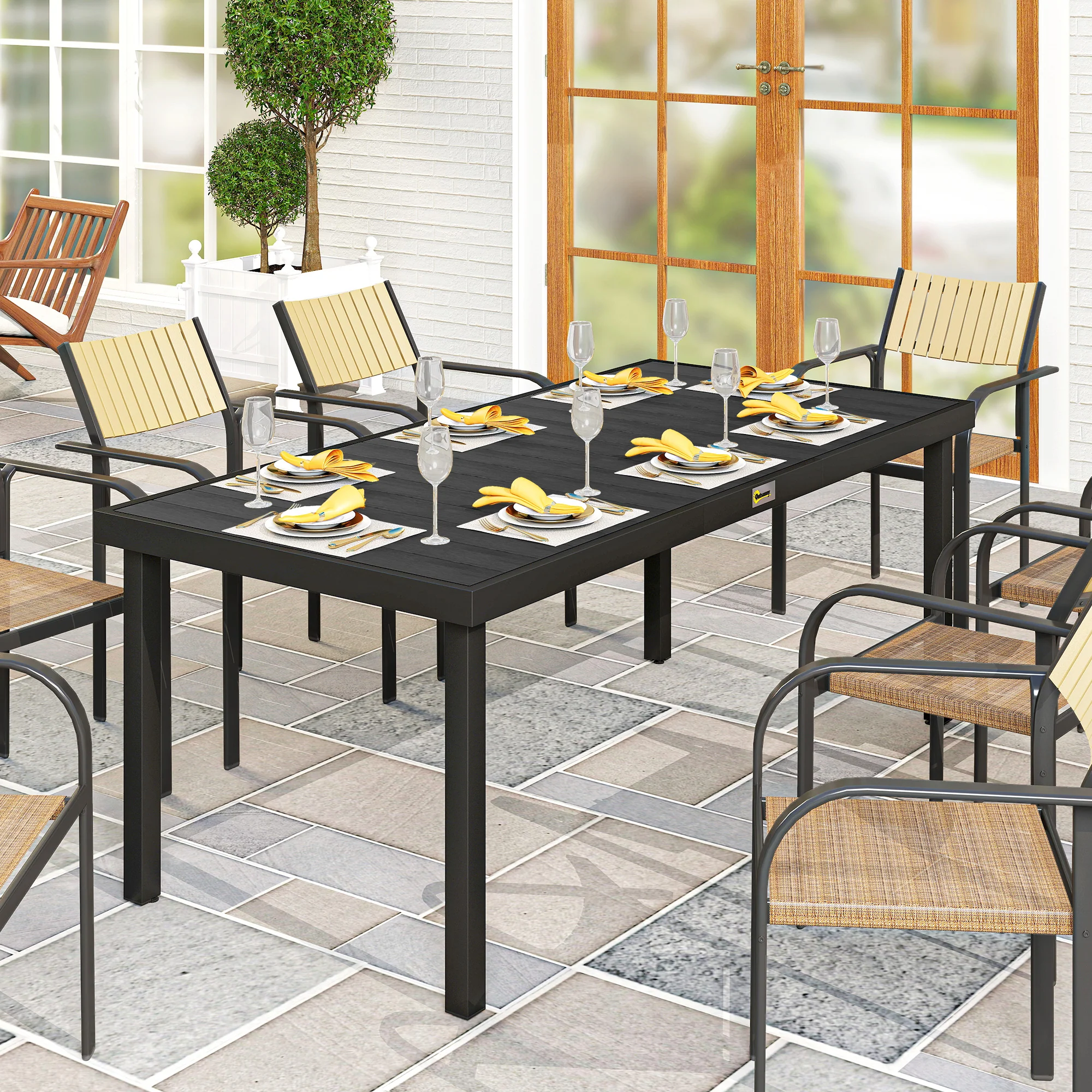 Outsunny Mesa De Jardín Mesa De Comedor De Aluminio Para 8 Personas 190x90x74 Cm - Image 2