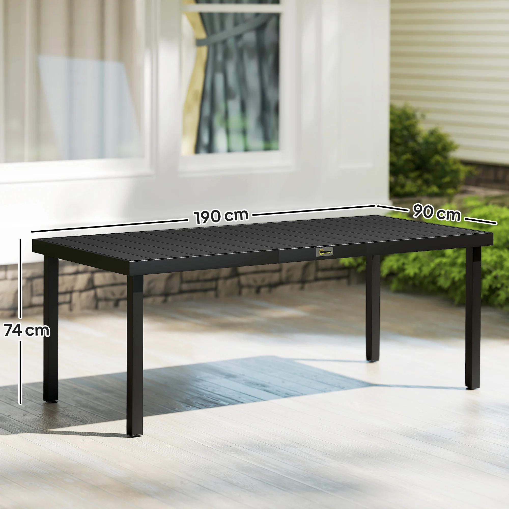 Outsunny Mesa De Jardín Mesa De Comedor De Aluminio Para 8 Personas 190x90x74 Cm - Image 3