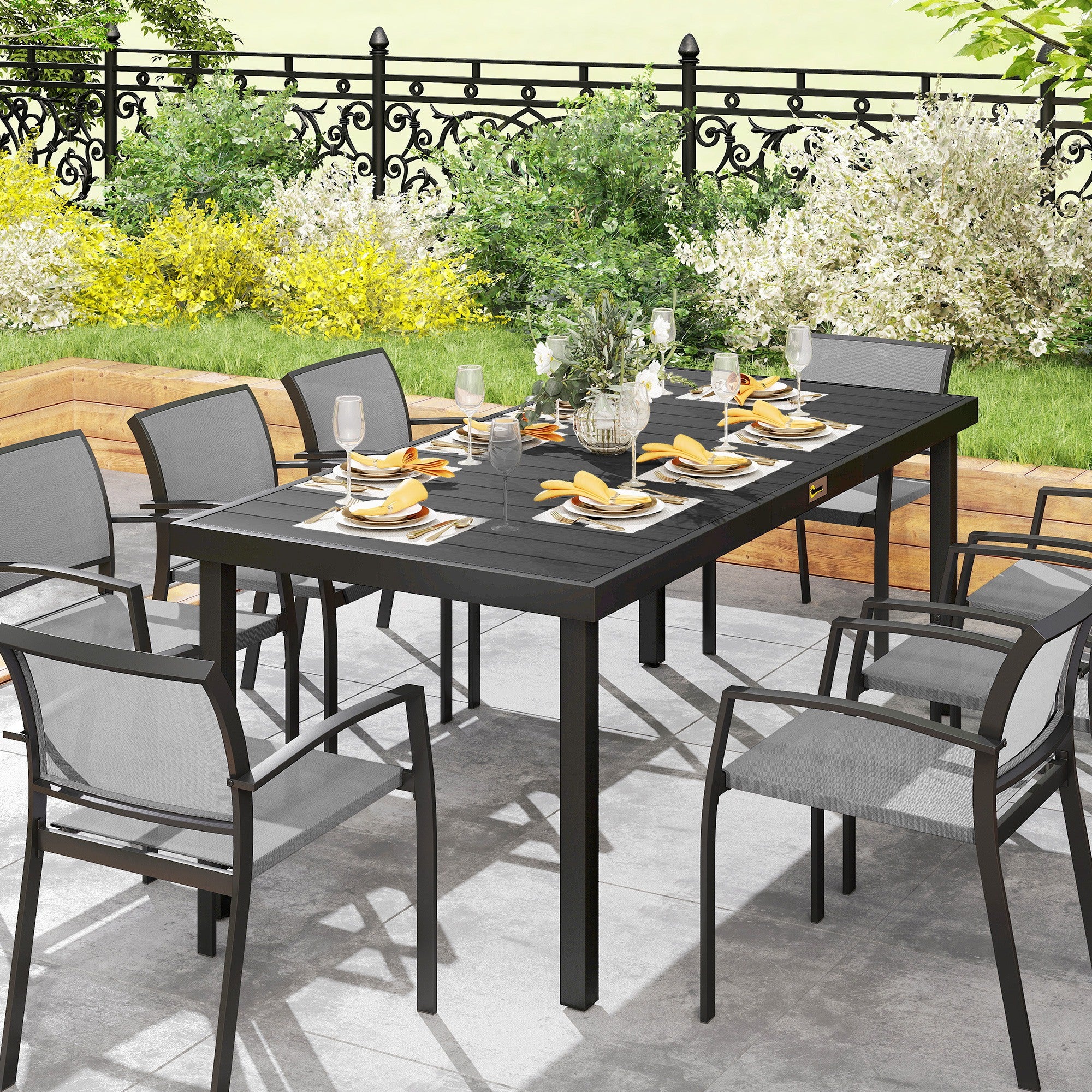 Outsunny Mesa De Jardín Mesa De Comedor De Aluminio Para 8 Personas 190x90x74 Cm - Image 5