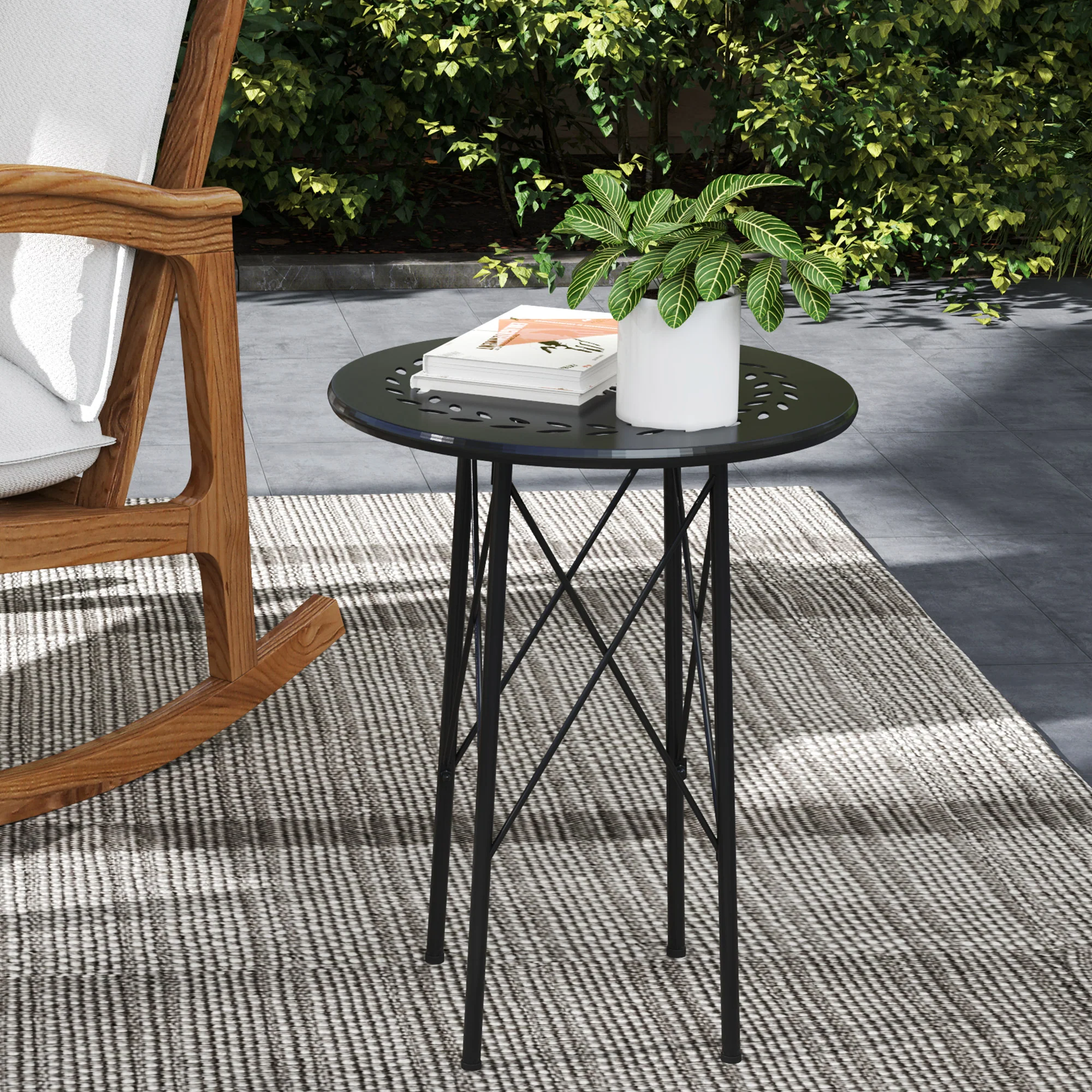 Outsunny Mesa De Jardín Redonda Ø40x50 Cm Para Interior Y Exterior Negro - Image 2