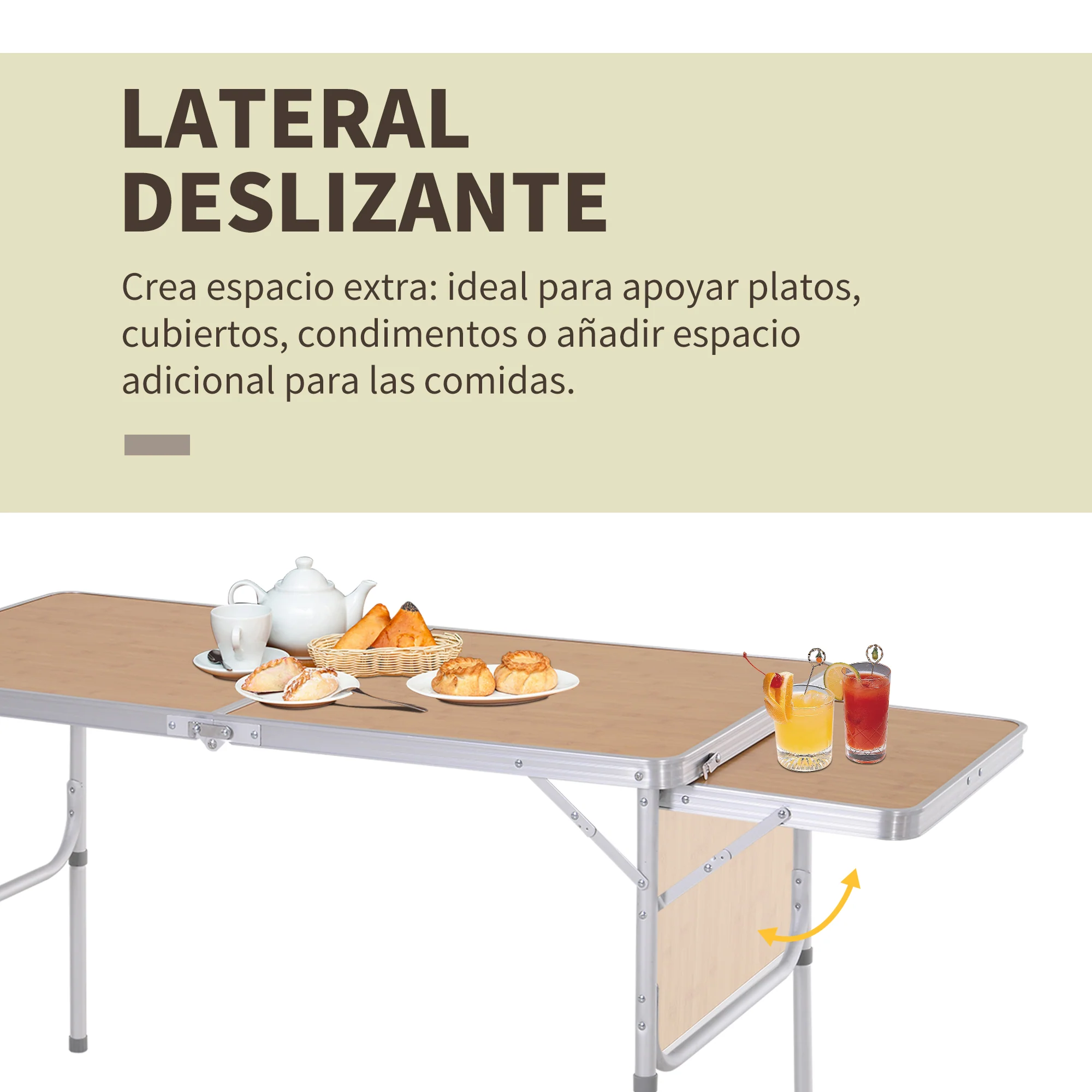 Outsunny Mesa De Picnic Plegable Mesa De Camping Con Hoja Abatible Estructura - Image 6