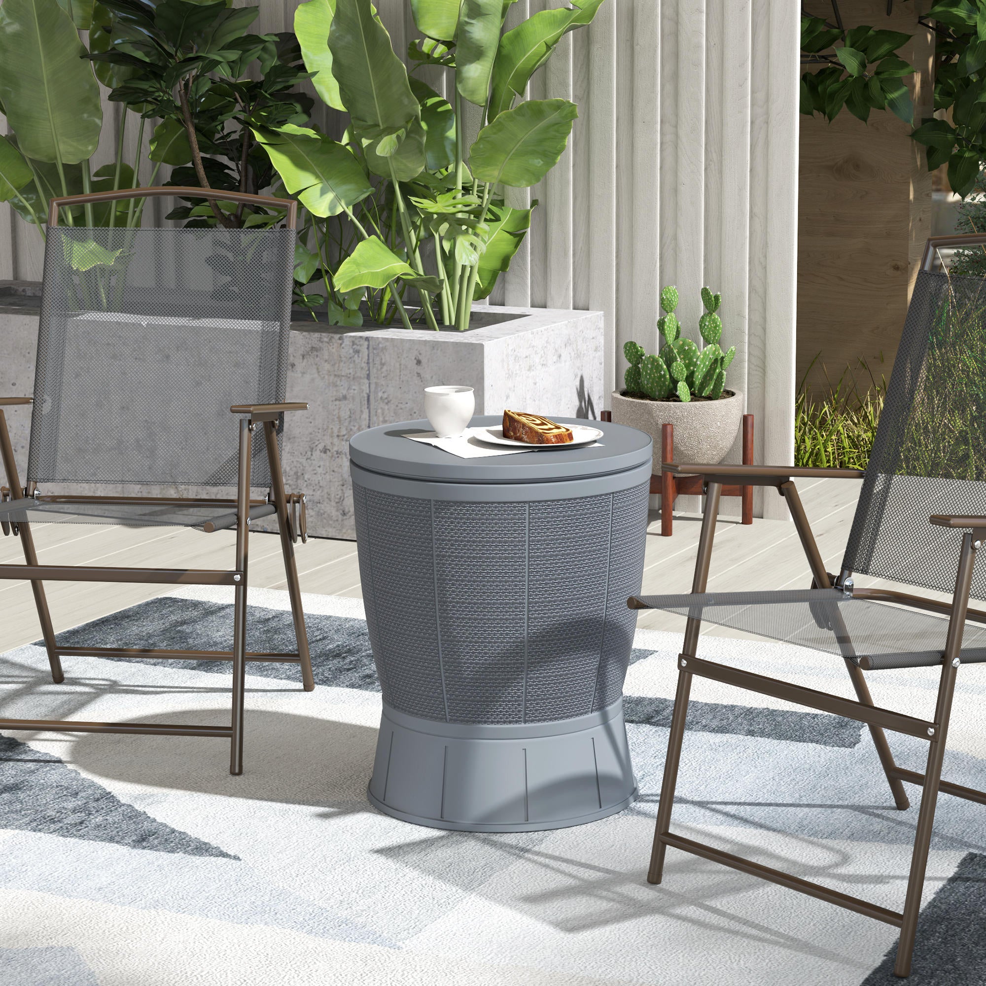 Outsunny Mesa Nevera Para Exterior 41 L 3 En 1 Cool Bar Mesa Auxiliar Gris - Image 2