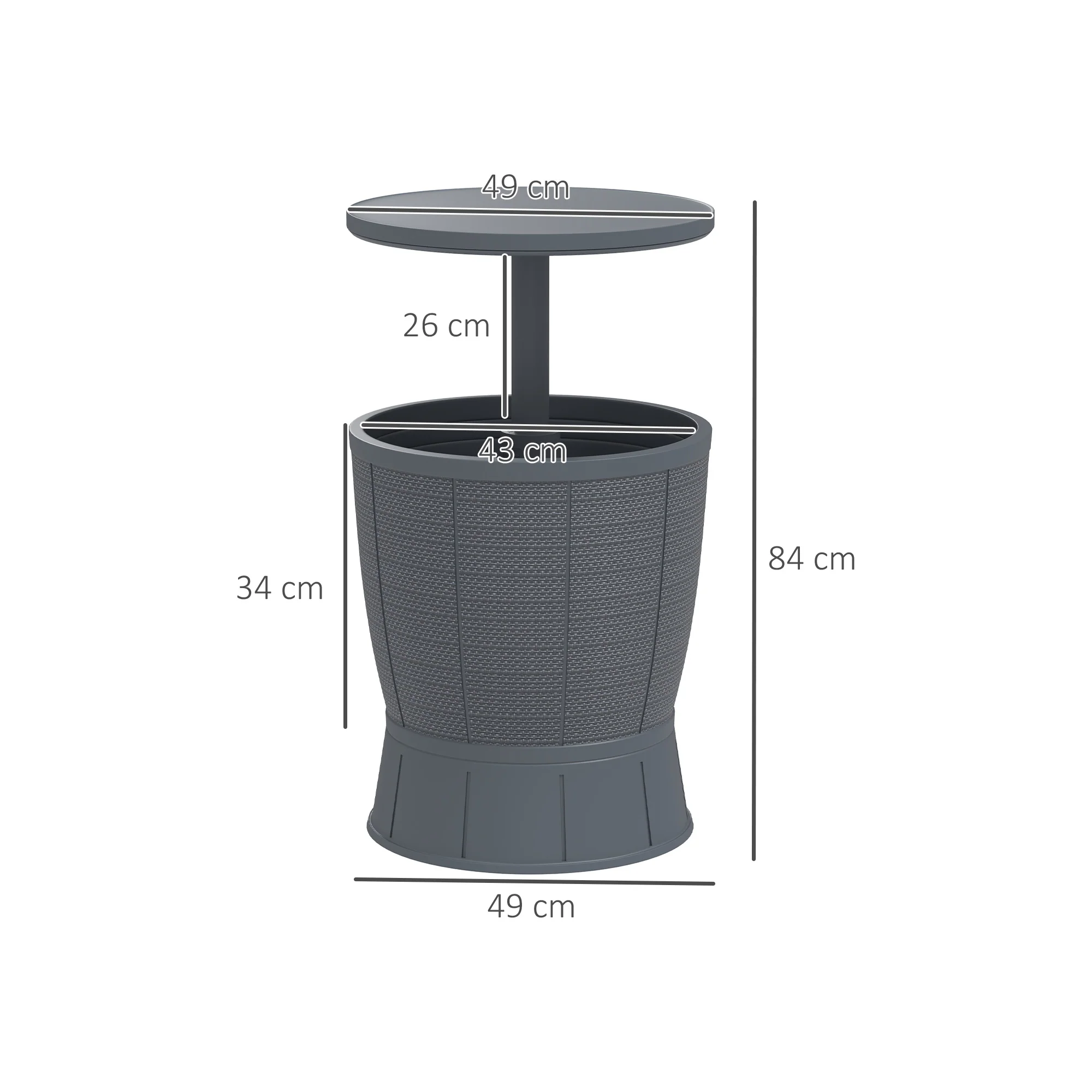 Outsunny Mesa Nevera Para Exterior 41 L 3 En 1 Cool Bar Mesa Auxiliar Gris - Image 3