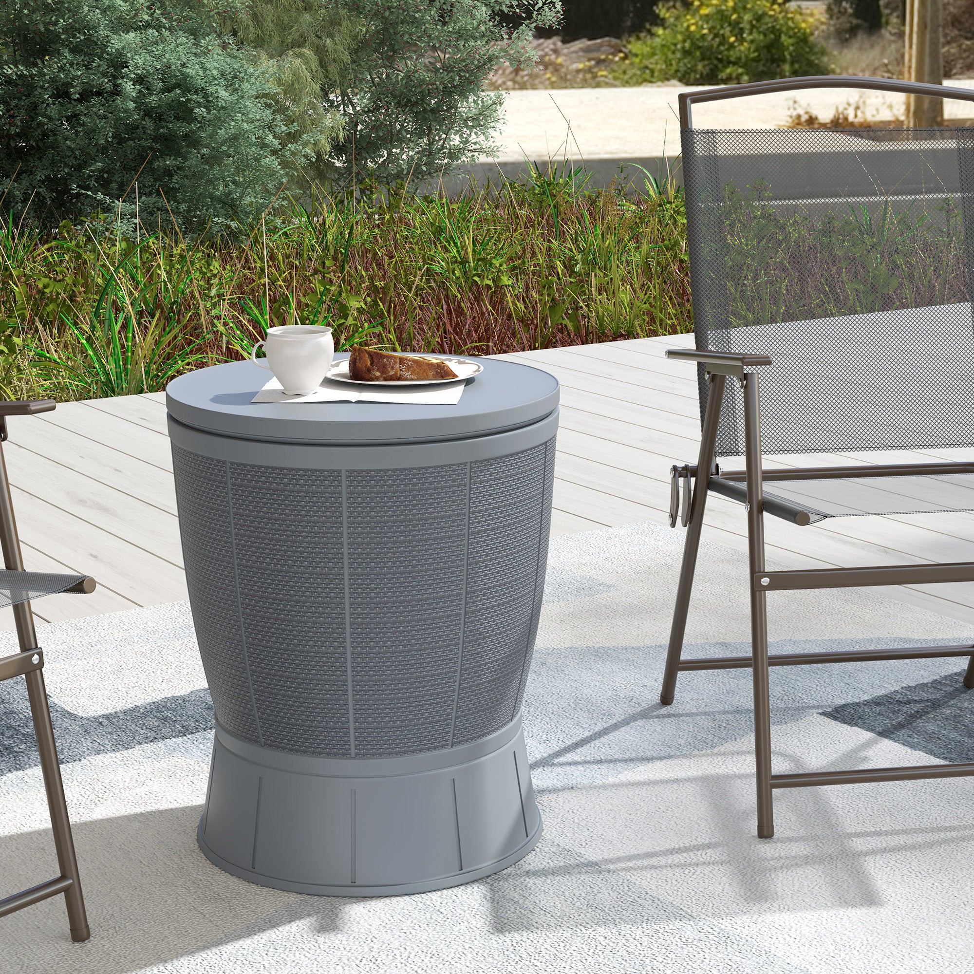 Outsunny Mesa Nevera Para Exterior 41 L 3 En 1 Cool Bar Mesa Auxiliar Gris - Image 5