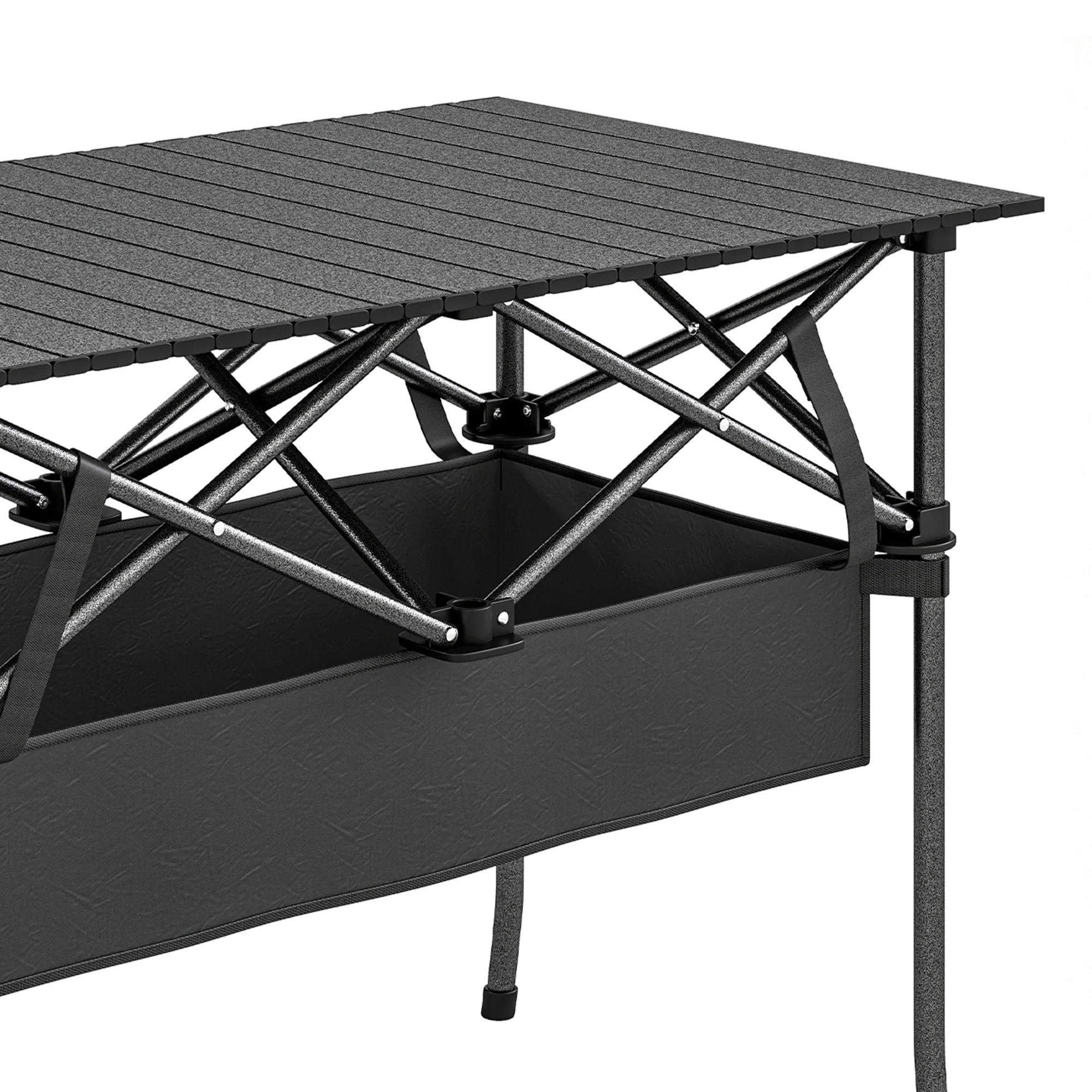 Outsunny Mesa Plegable Camping 93x55x68 Cm Con Red De Almacenamiento Negro - Image 5