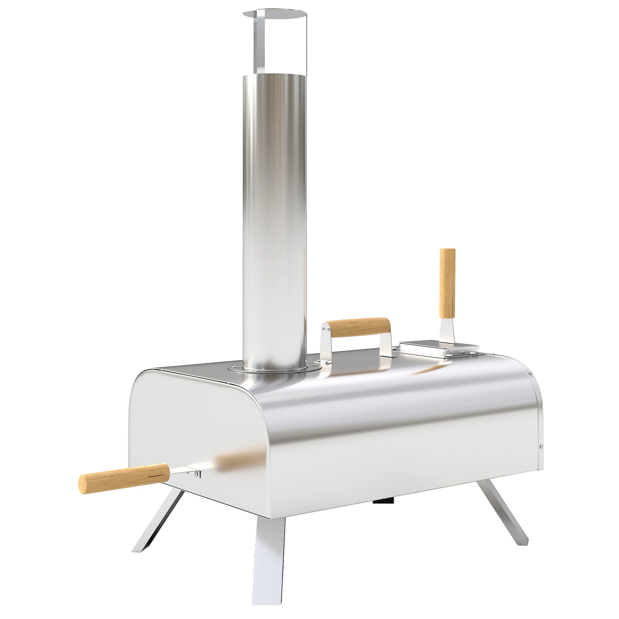 Outsunny Mini Horno De Pizza Exterior Portátil De Acero Inoxidable Con