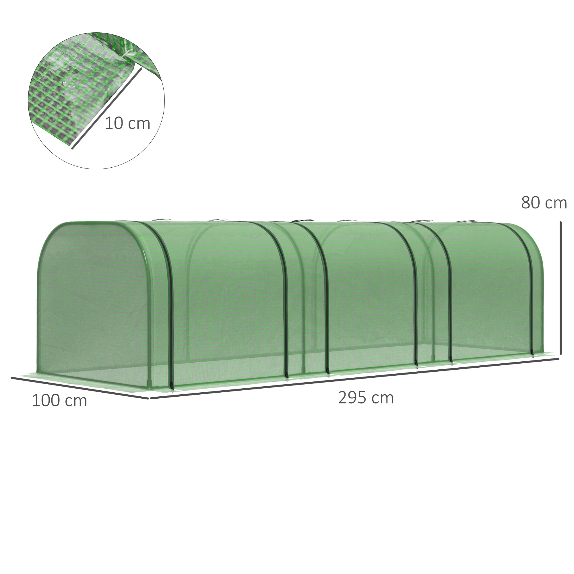 Outsunny Mini Invernadero 295x100x80 Cm Para Jardín Cultivo De Plantas Verde - Image 3