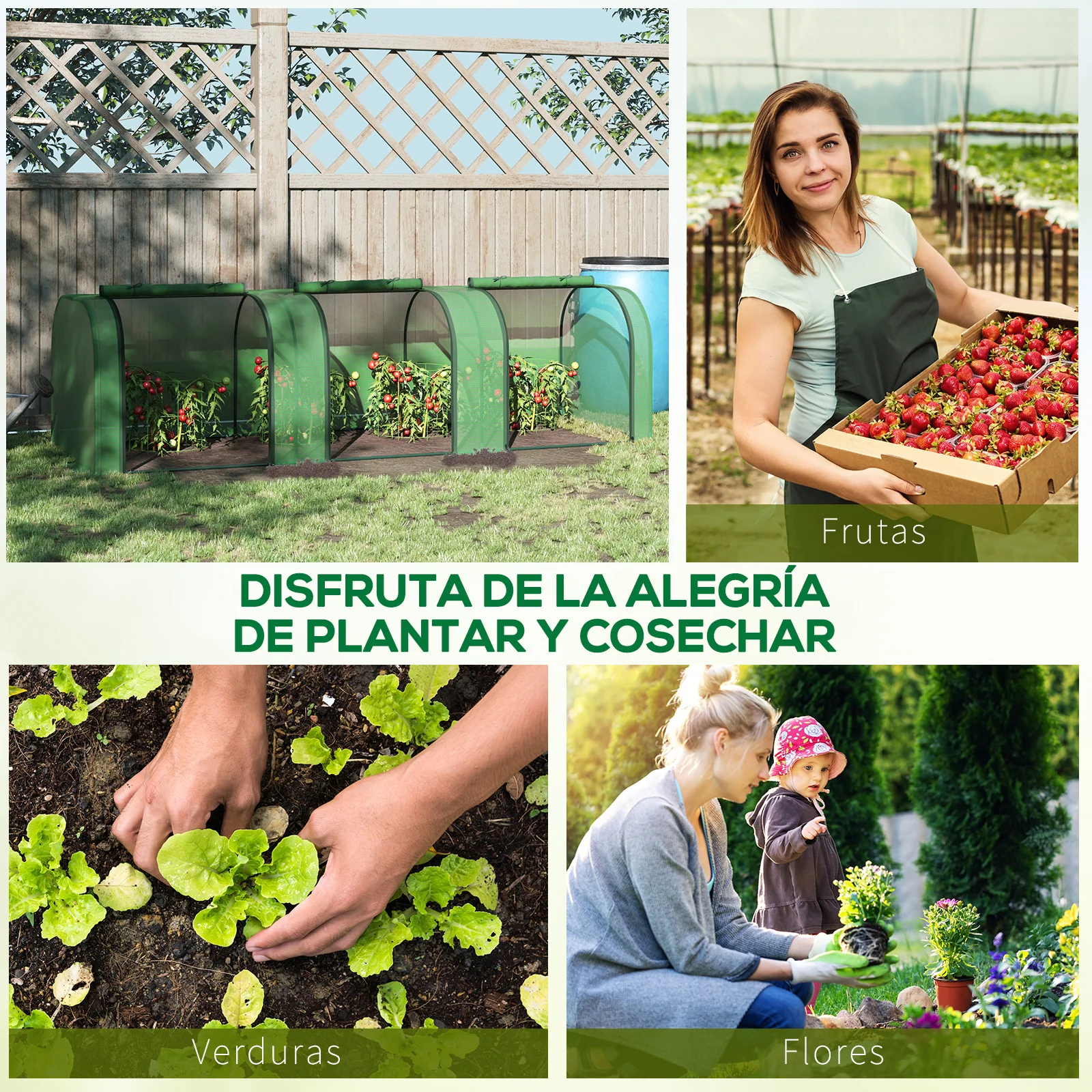 Outsunny Mini Invernadero 295x100x80 Cm Para Jardín Cultivo De Plantas Verde - Image 6