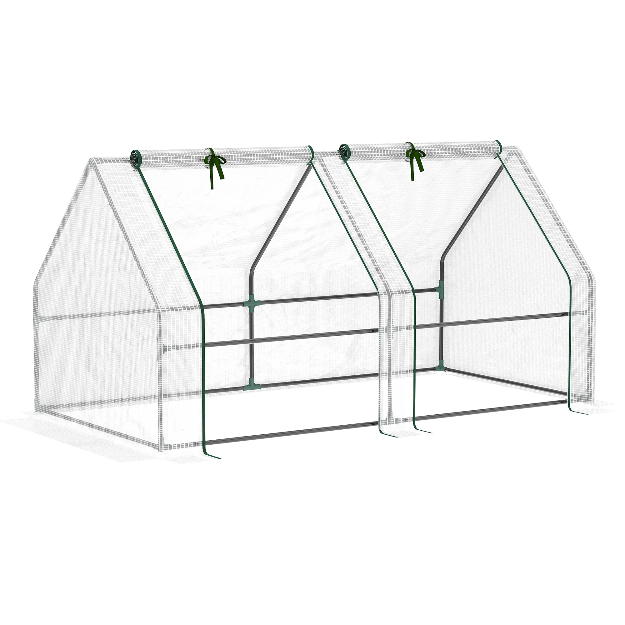 Outsunny Mini Invernadero De Jardín Terraza 180x90x90 Cm Tubo De Acero Blanco