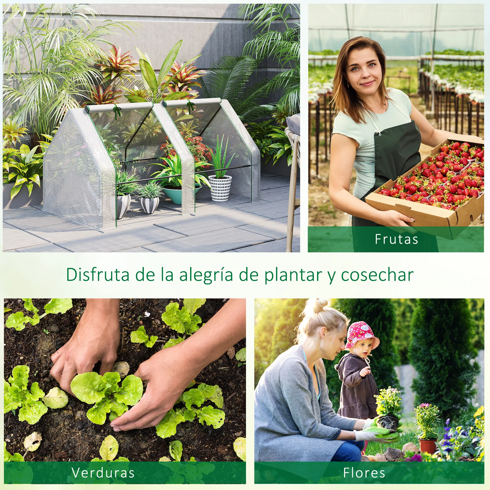 Outsunny Mini Invernadero De Jardín Terraza 180x90x90 Cm Tubo De Acero Blanco - Image 6