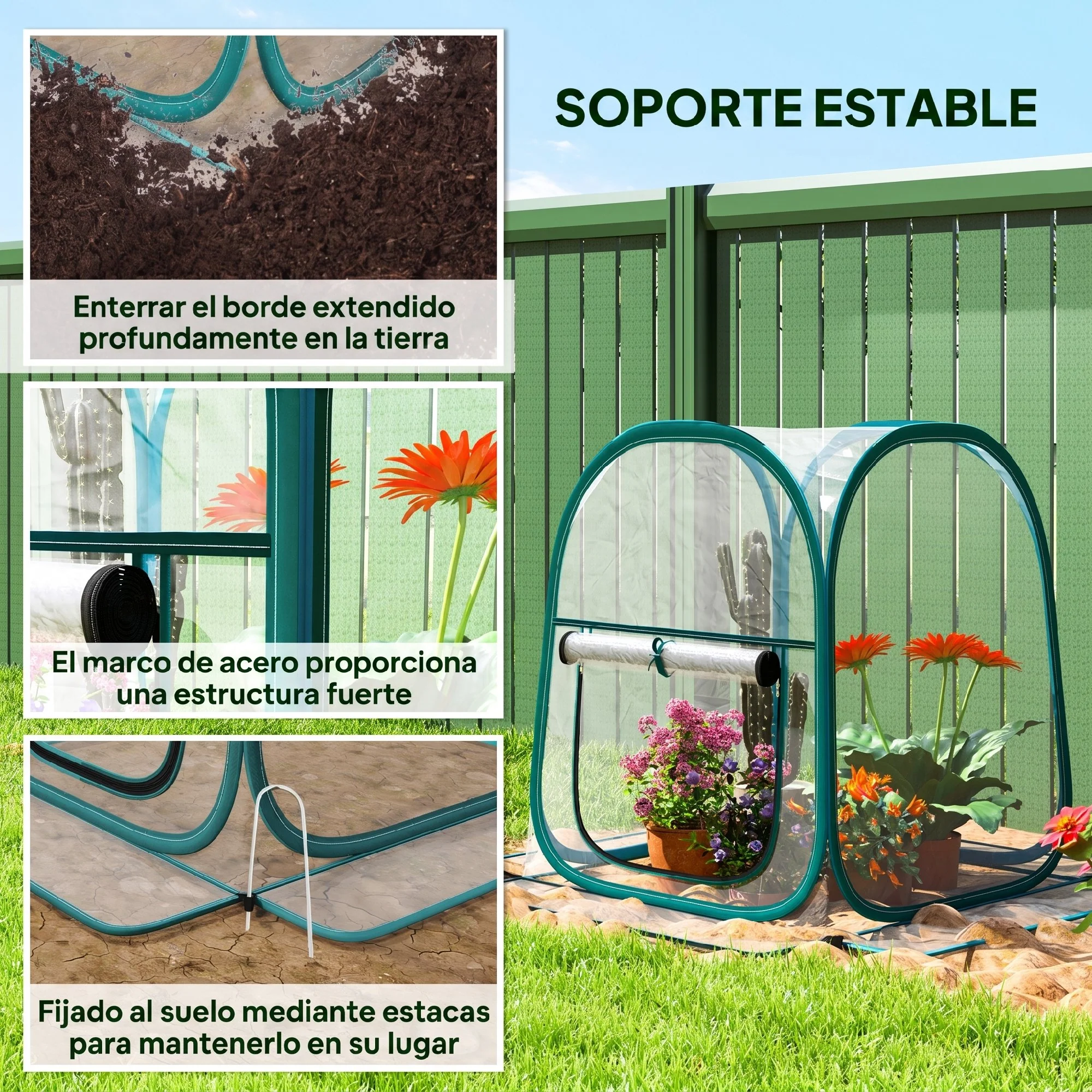 Outsunny Mini Invernadero Plegable Pop-up Con Puerta Enrollable Transparente - Image 6