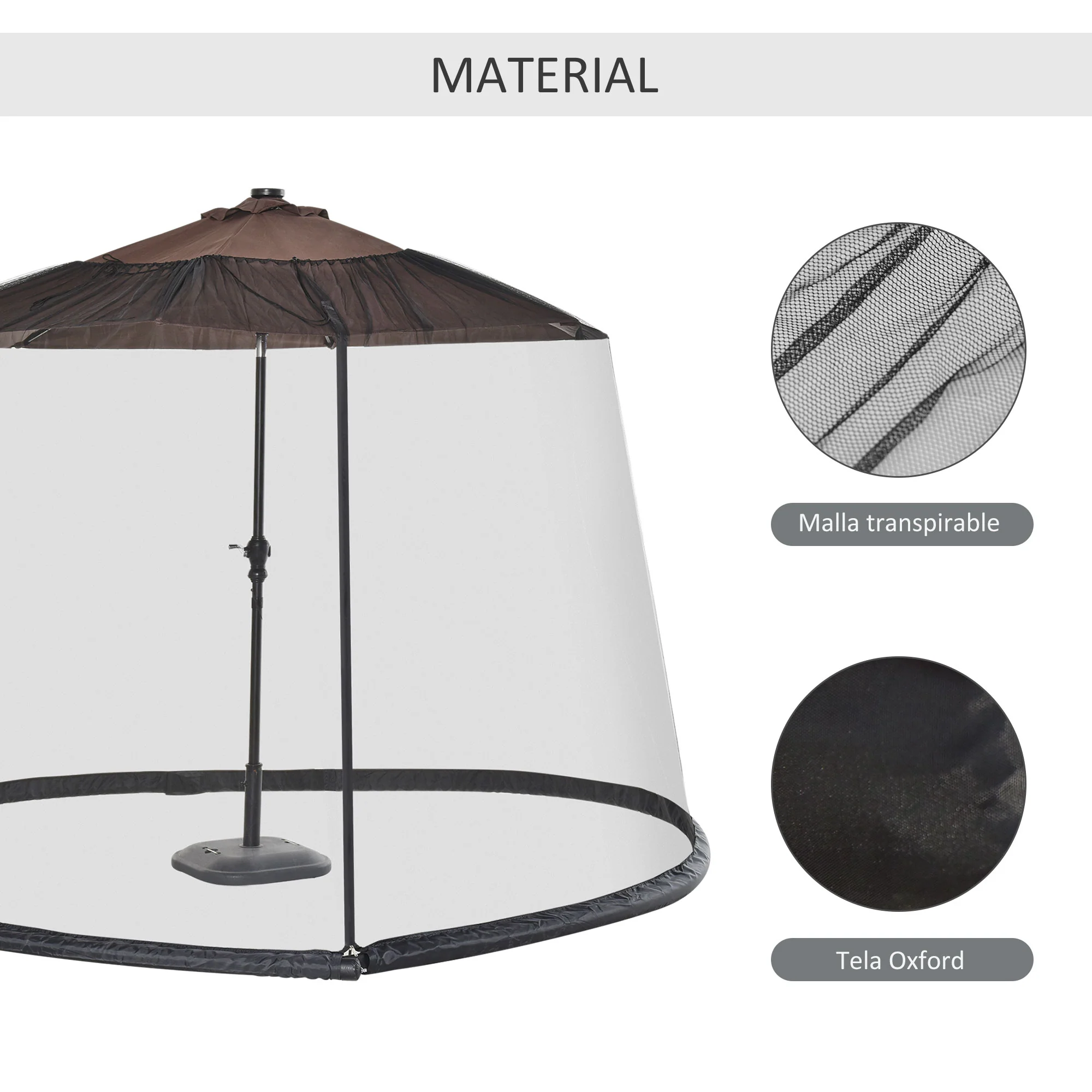 Outsunny Mosquitera Para Sombrillas Ø3 M Con Cremallera Tubo Rellenable De Agua - Image 6