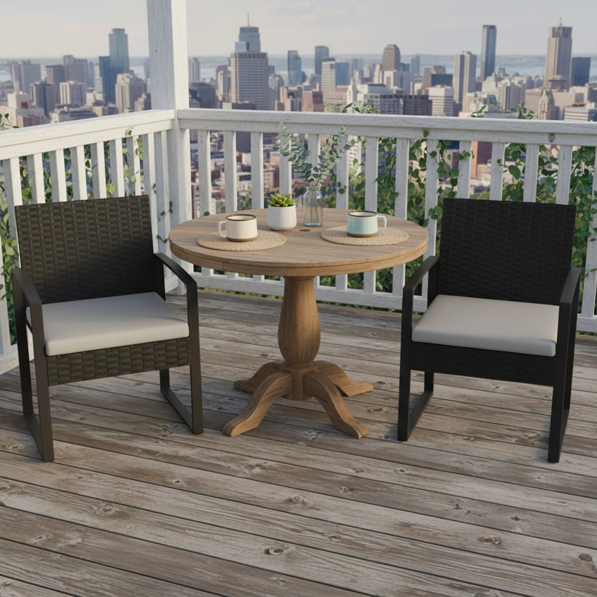 Outsunny Muebles De Jardín Con 2 Sillas Con Cojines Lavables Y Mesa De Vidrio - Image 4