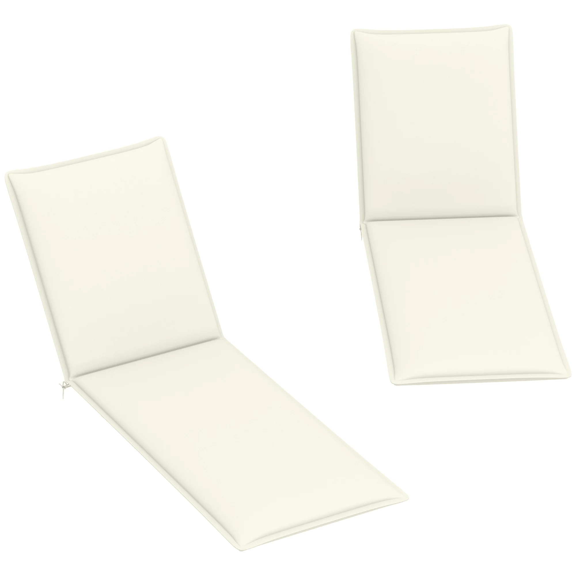 Outsunny Pack 2 Cojines Para Tumbonas Plegables 193x58x6 Cm Crema