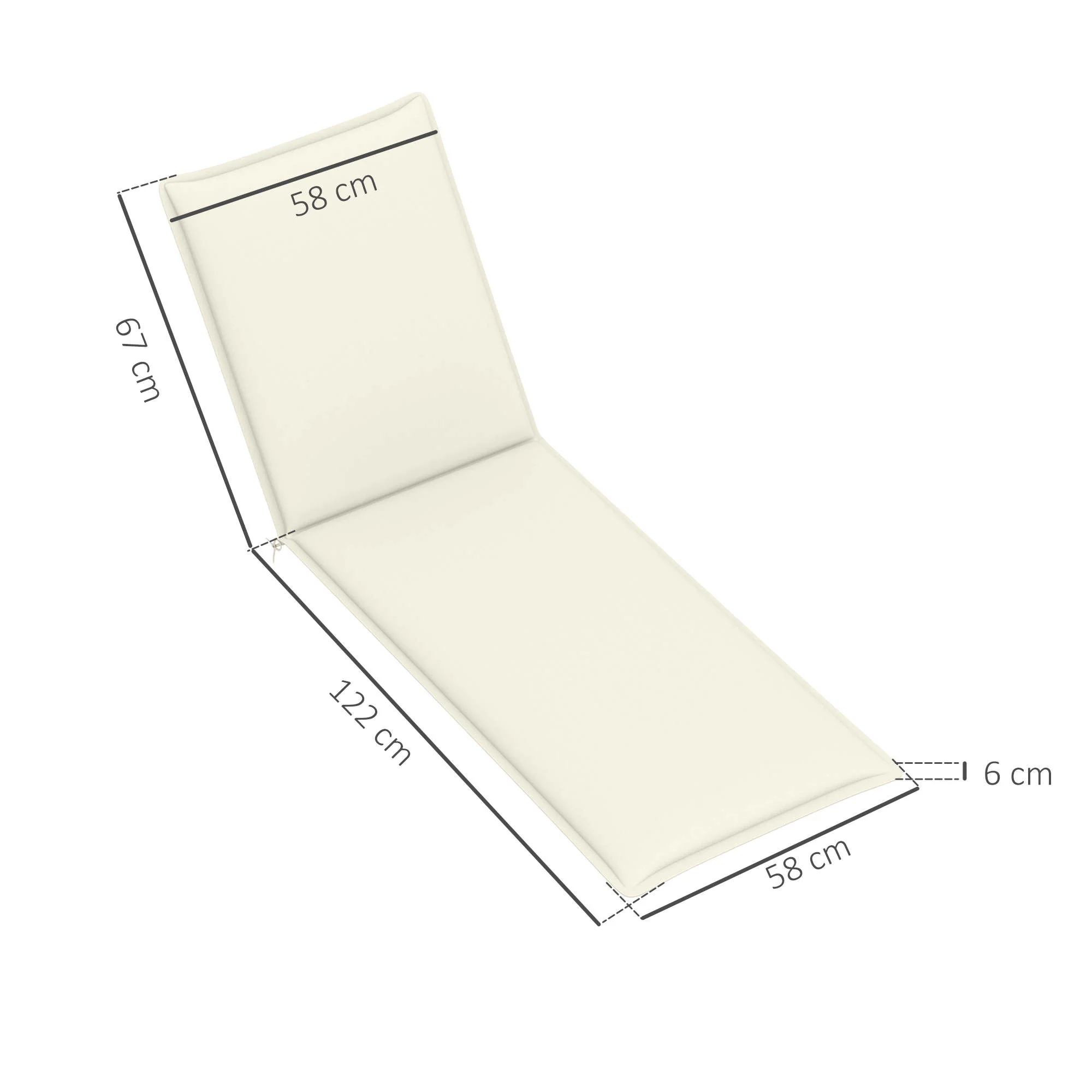 Outsunny Pack 2 Cojines Para Tumbonas Plegables 193x58x6 Cm Crema - Image 3