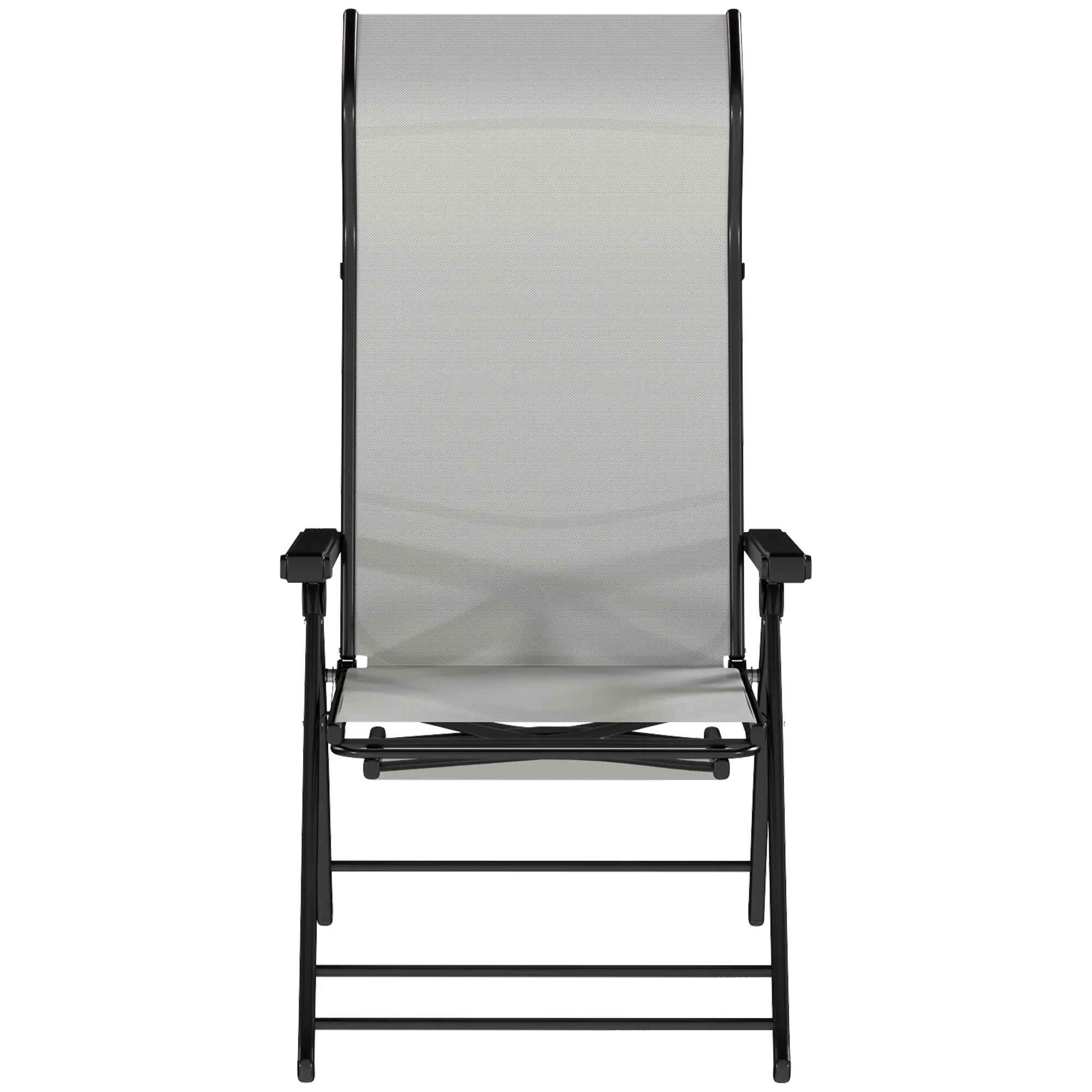 Outsunny Pack De 2 Sillas Plegables Reclinables Con Respaldo Alto Ajustable Gris - Image 4