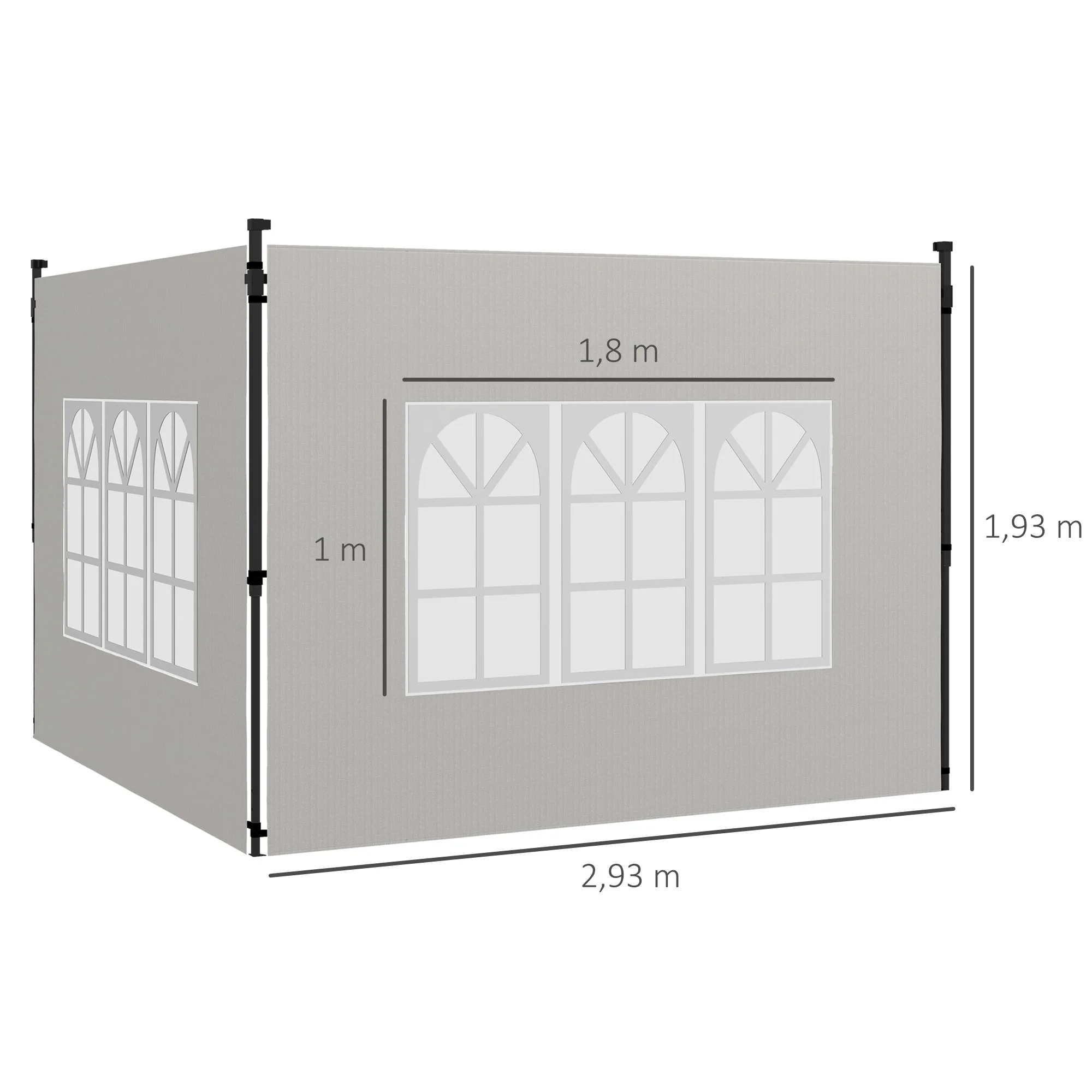 Outsunny Paredes Laterales Para Carpa 3x3 M Y 3x6 M 293x193 Cm Blanco - Image 3