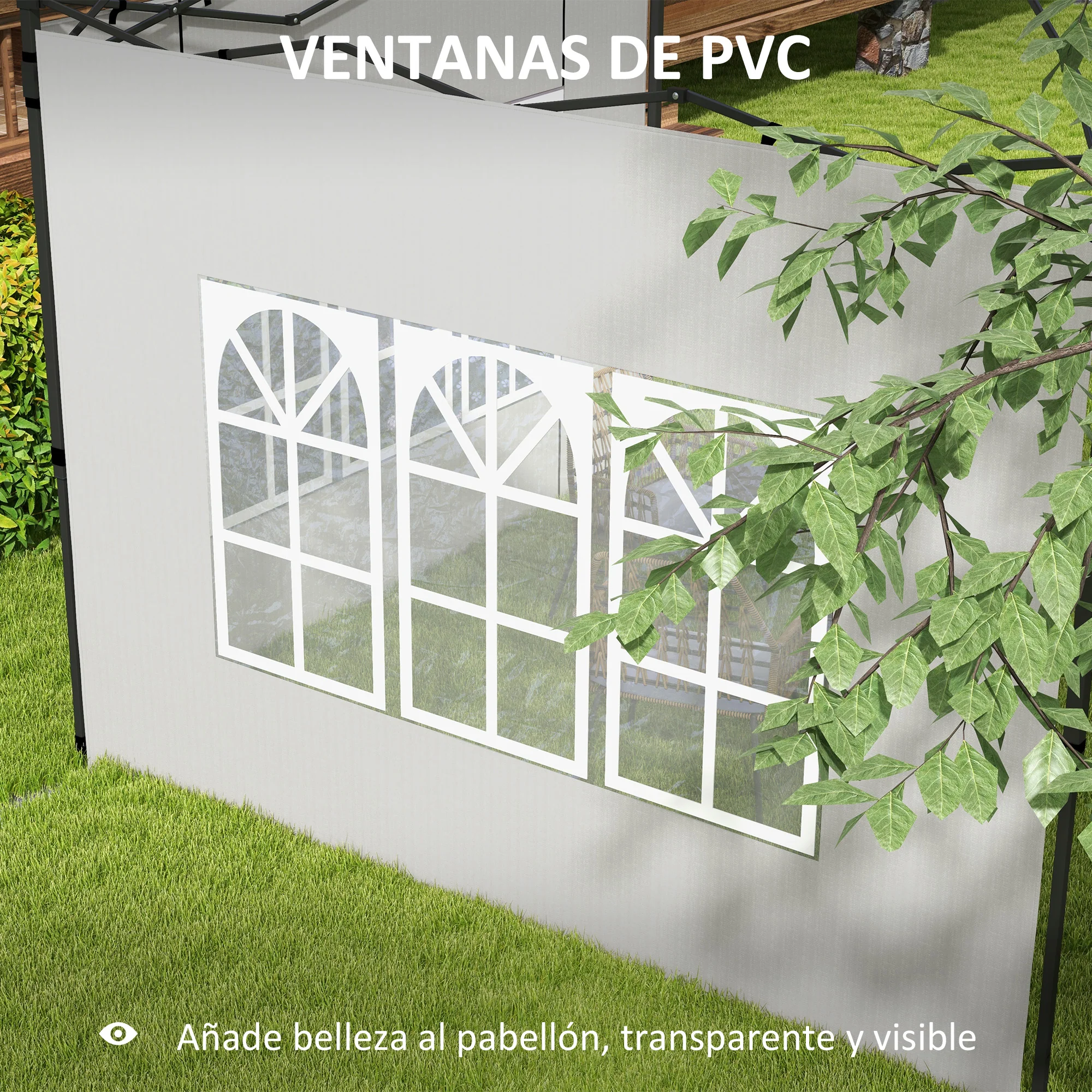 Outsunny Paredes Laterales Para Carpa 3x3 M Y 3x6 M 293x193 Cm Blanco - Image 6
