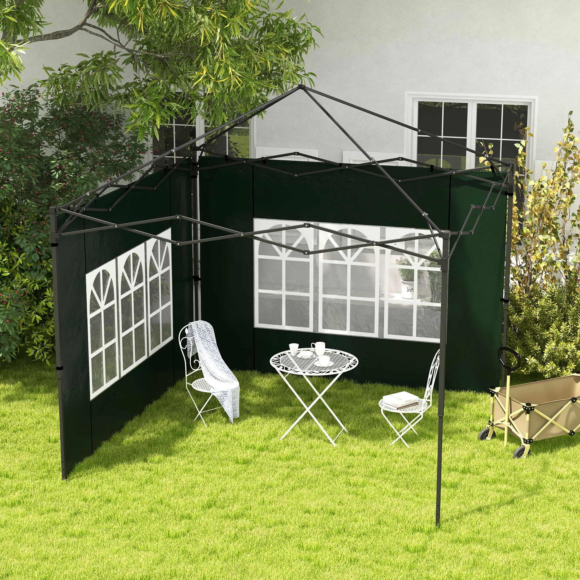 Outsunny Paredes Laterales Para Carpa 3x3 M Y 3x6 M 293x193 Cm Verde Oscuro - Image 2