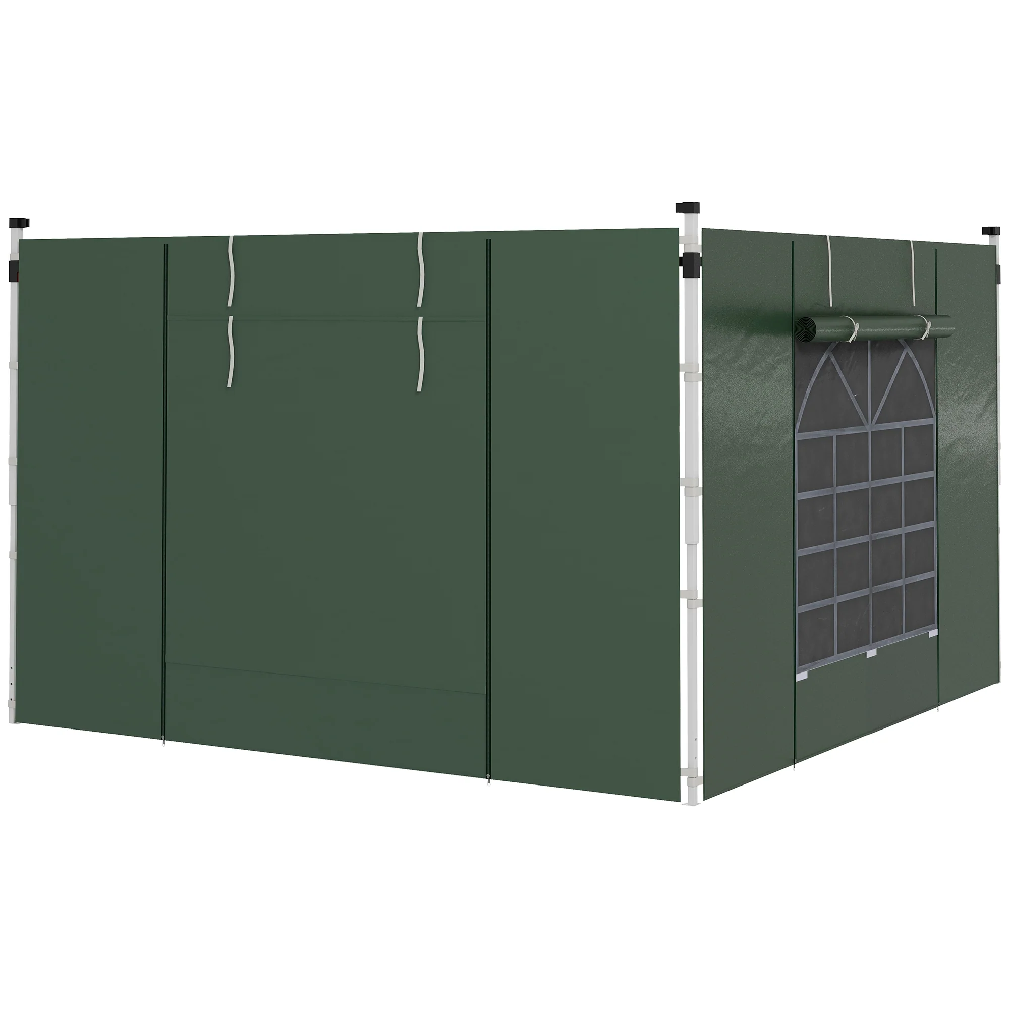 Outsunny Paredes Laterales Para Carpa De 2 Paneles 295x195 Cm Con Ventana Verde