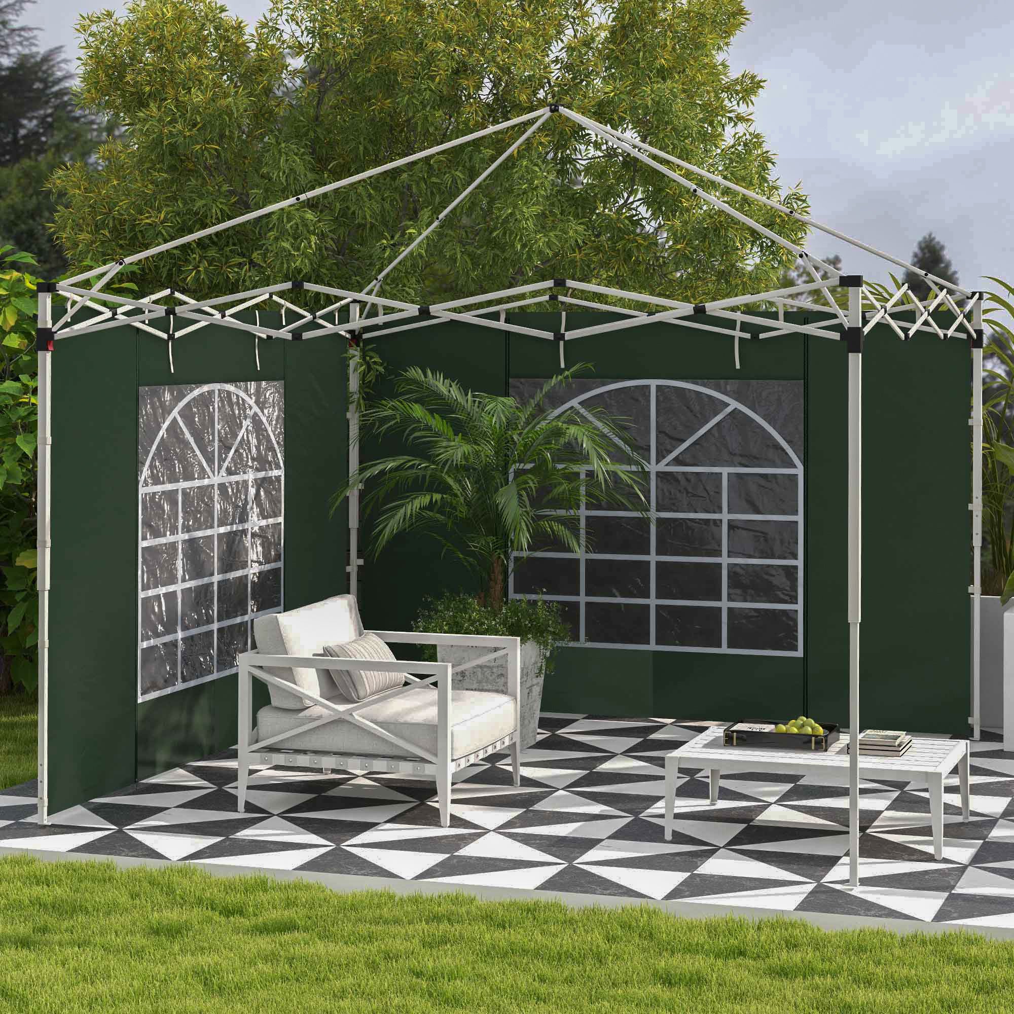 Outsunny Paredes Laterales Para Carpa De 2 Paneles 295x195 Cm Con Ventana Verde - Image 2