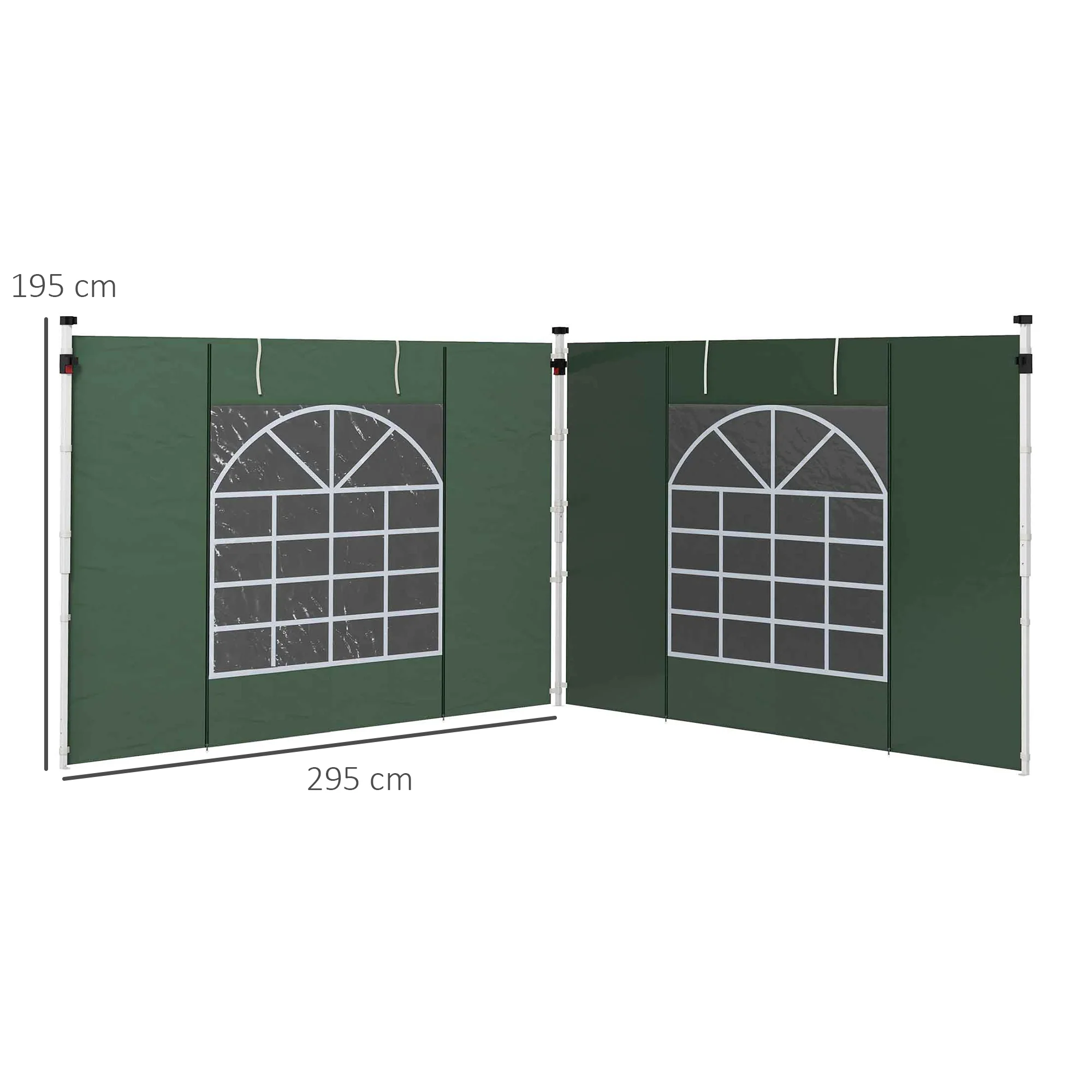Outsunny Paredes Laterales Para Carpa De 2 Paneles 295x195 Cm Con Ventana Verde - Image 3