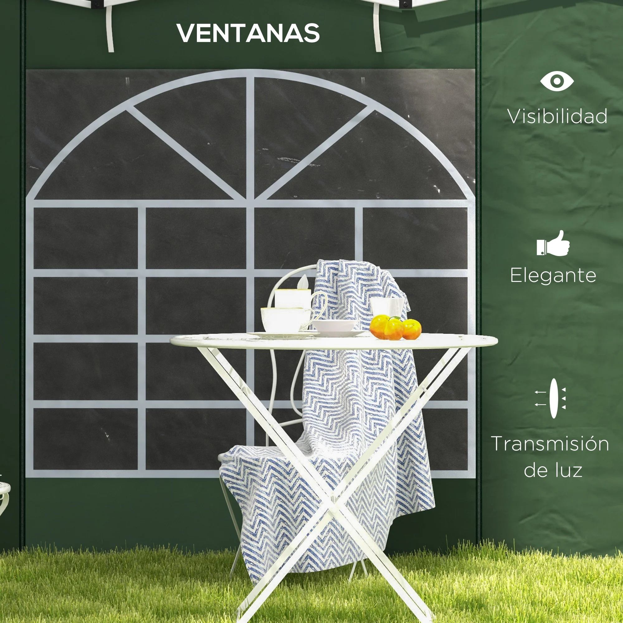 Outsunny Paredes Laterales Para Carpa De 2 Paneles 295x195 Cm Con Ventana Verde - Image 6