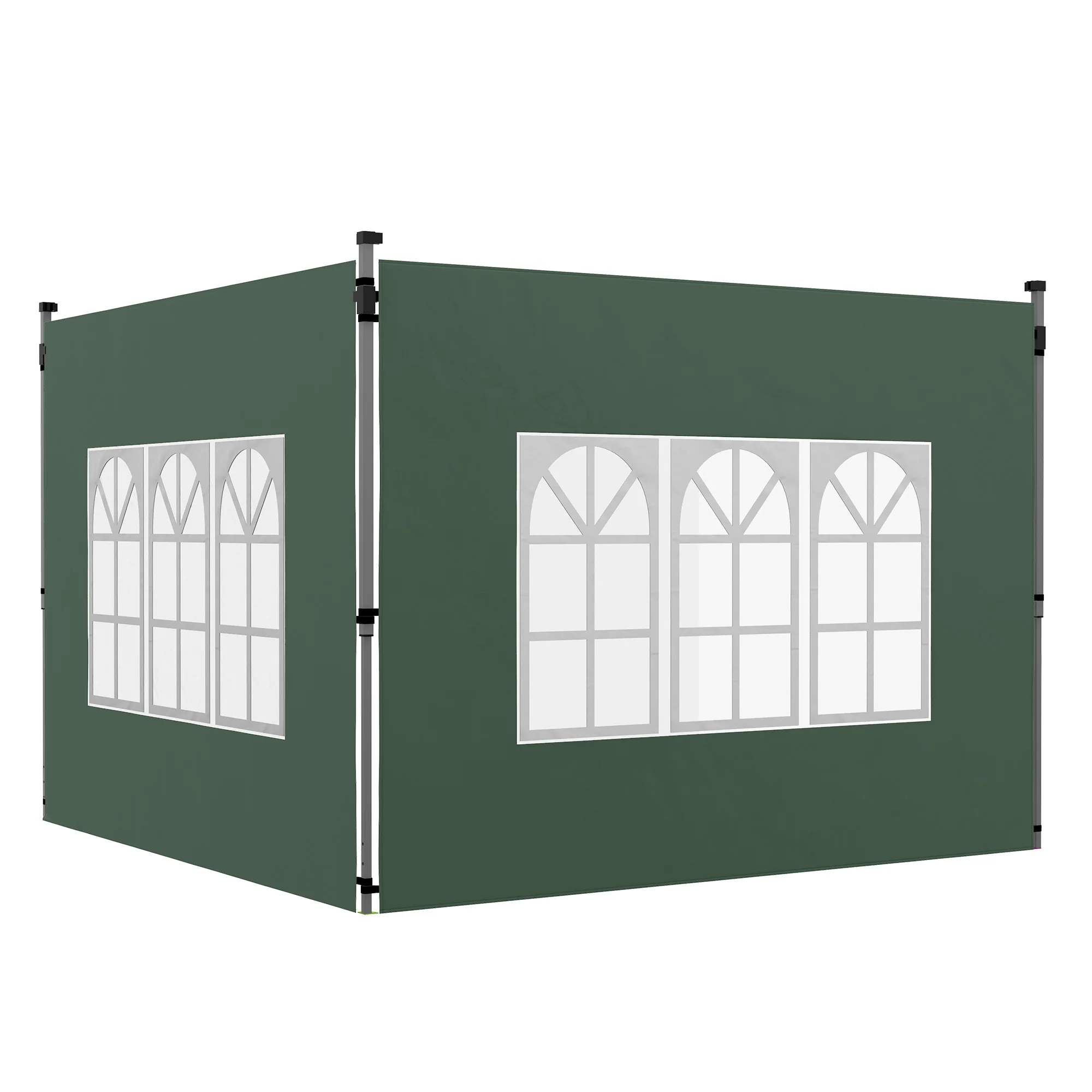 Outsunny Paredes Laterales Para Carpa De 2 Paneles 295x195 Cm Con Ventana Verde