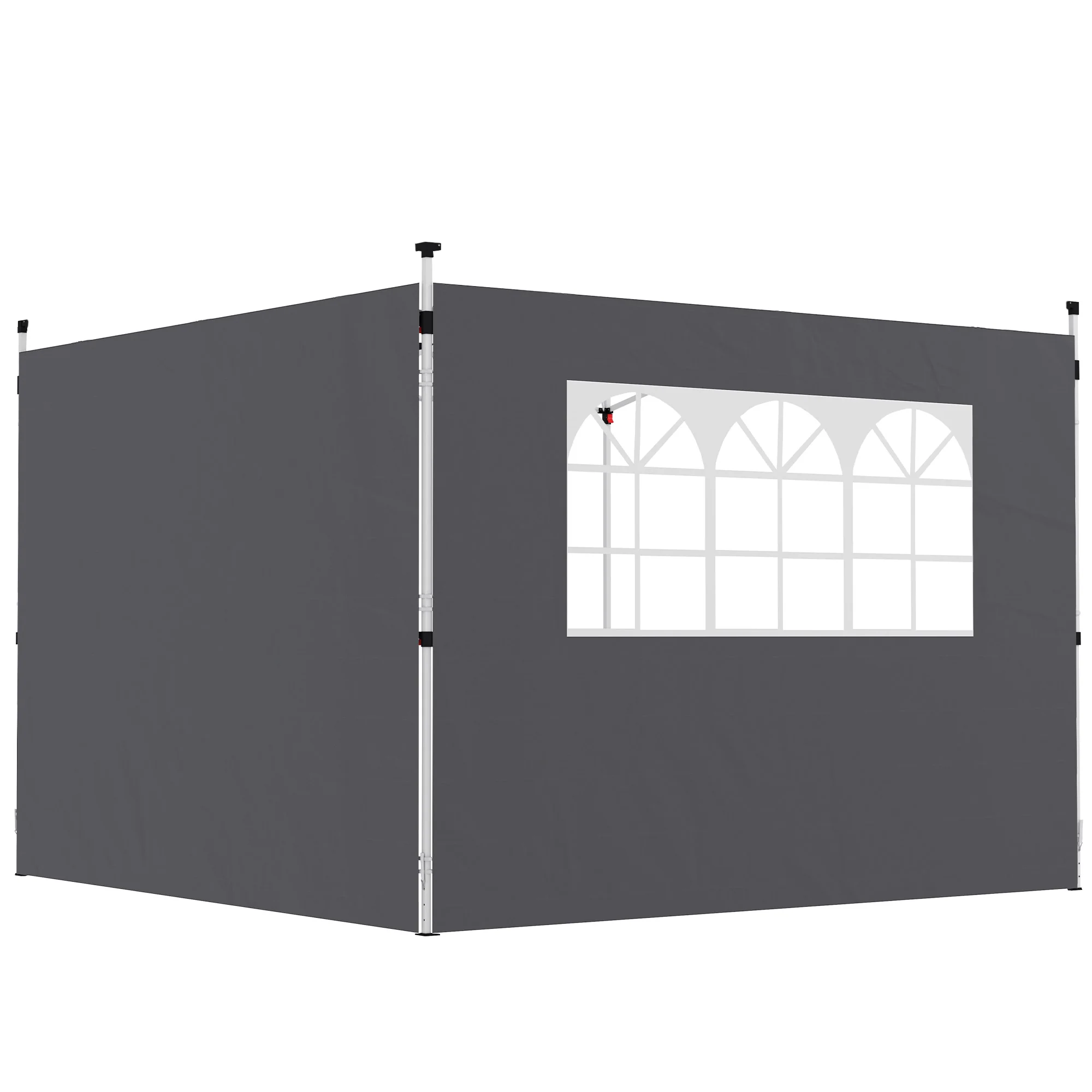 Outsunny Paredes Laterales Para Carpa De 2 Paneles 300x200 Cm Con Ventana Gris