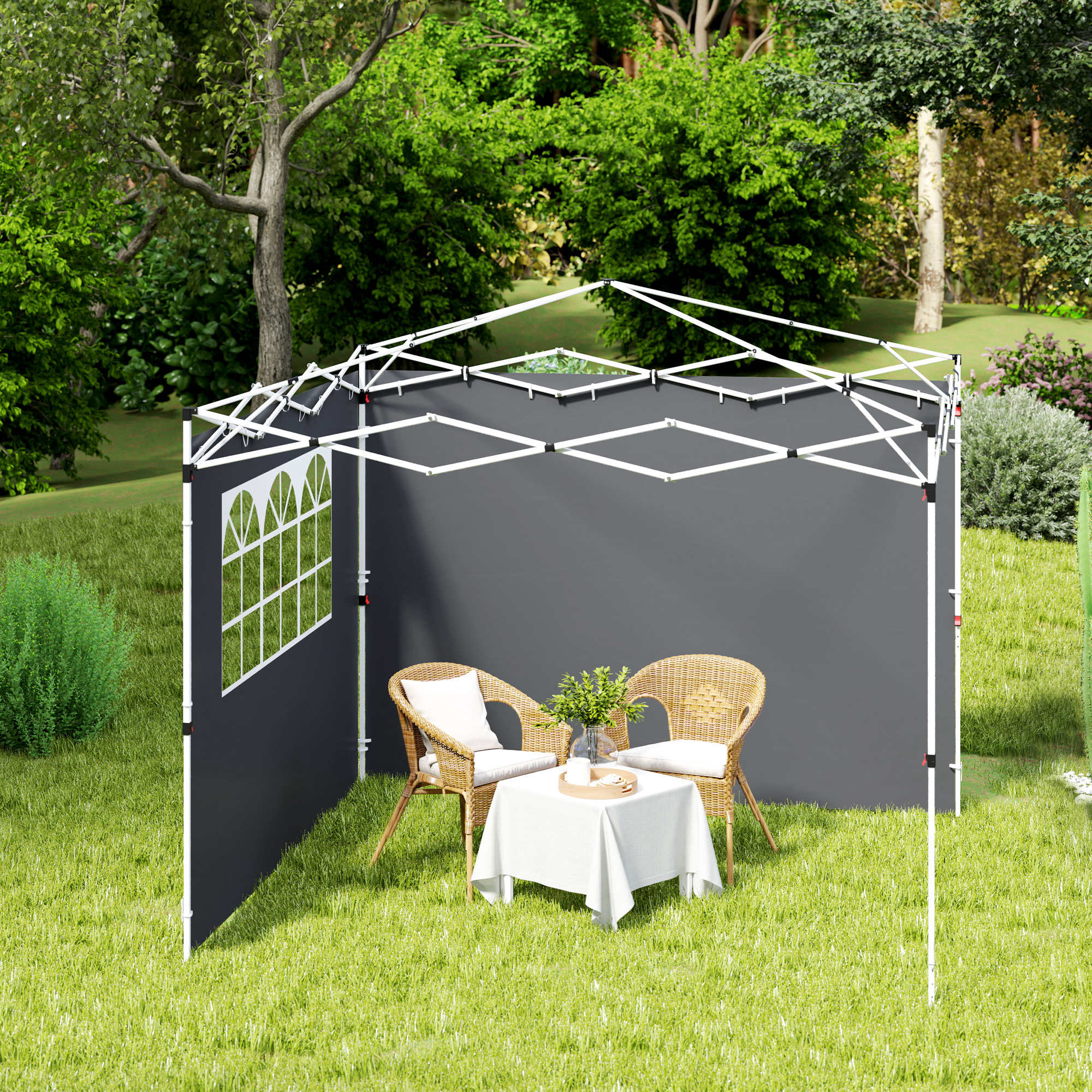 Outsunny Paredes Laterales Para Carpa De 2 Paneles 300x200 Cm Con Ventana Gris - Image 2