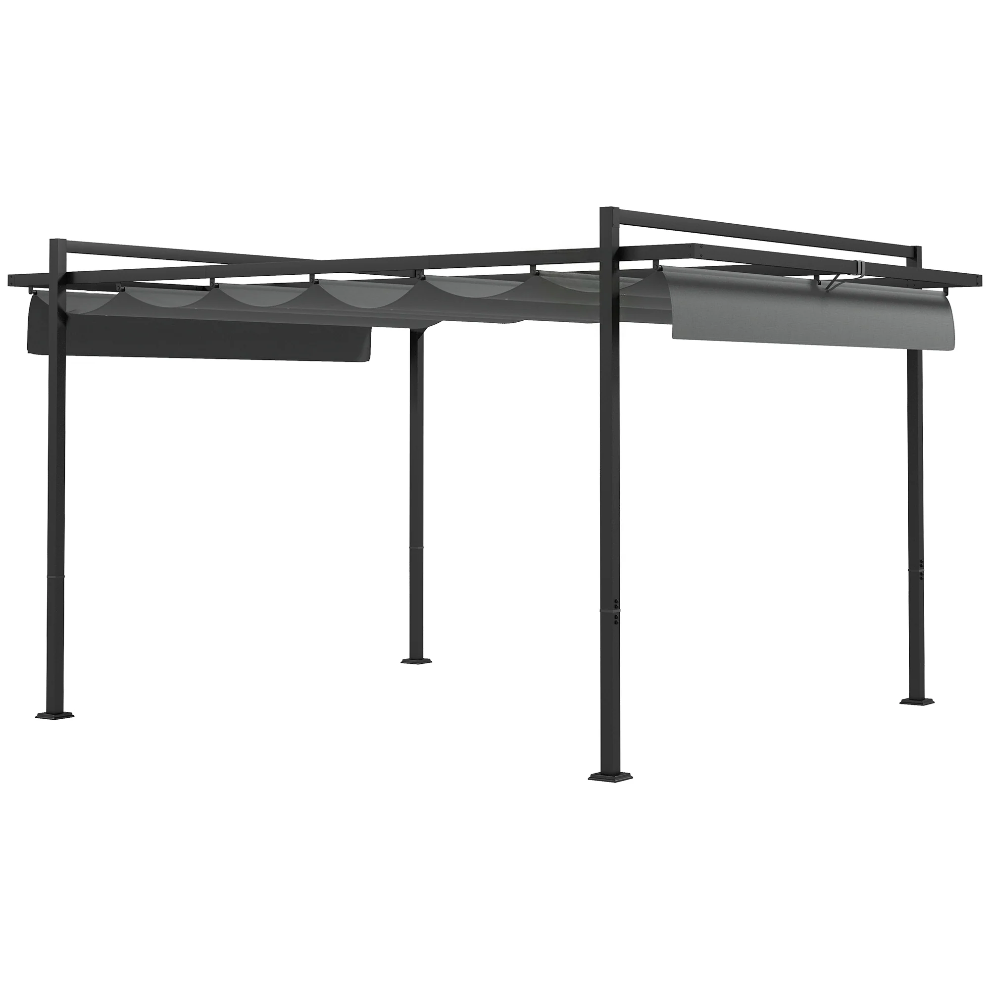 Outsunny Pérgola 3x4 M Con Techo Retráctil De Poliéster Gris Oscuro