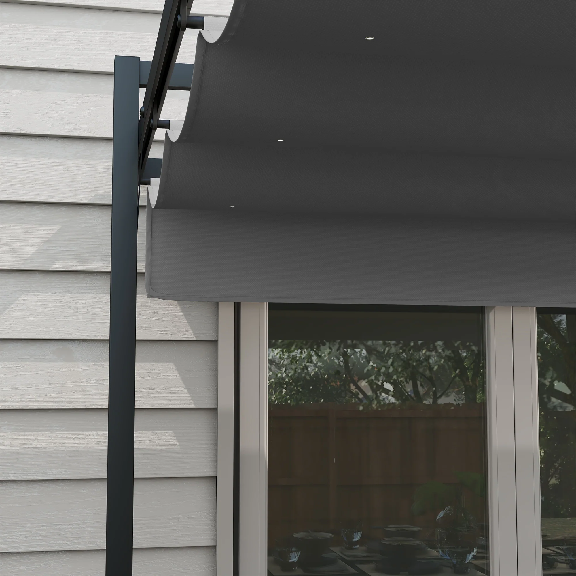 Outsunny Pérgola 3x4 M Con Techo Retráctil De Poliéster Gris Oscuro - Image 4