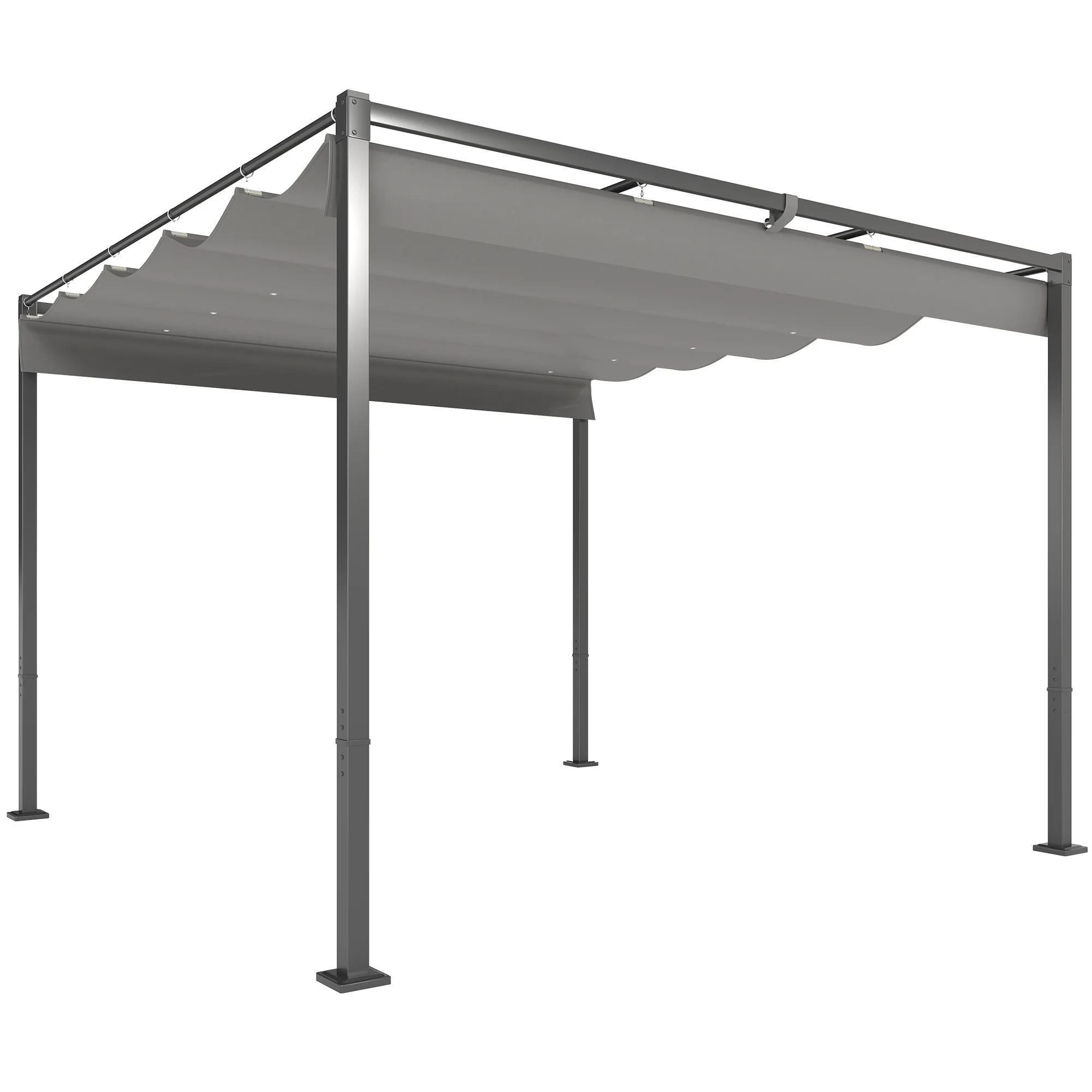 Outsunny Pérgola Con Techo Retráctil Pérgola De 3x3 M Con Cierre Magnético Gris