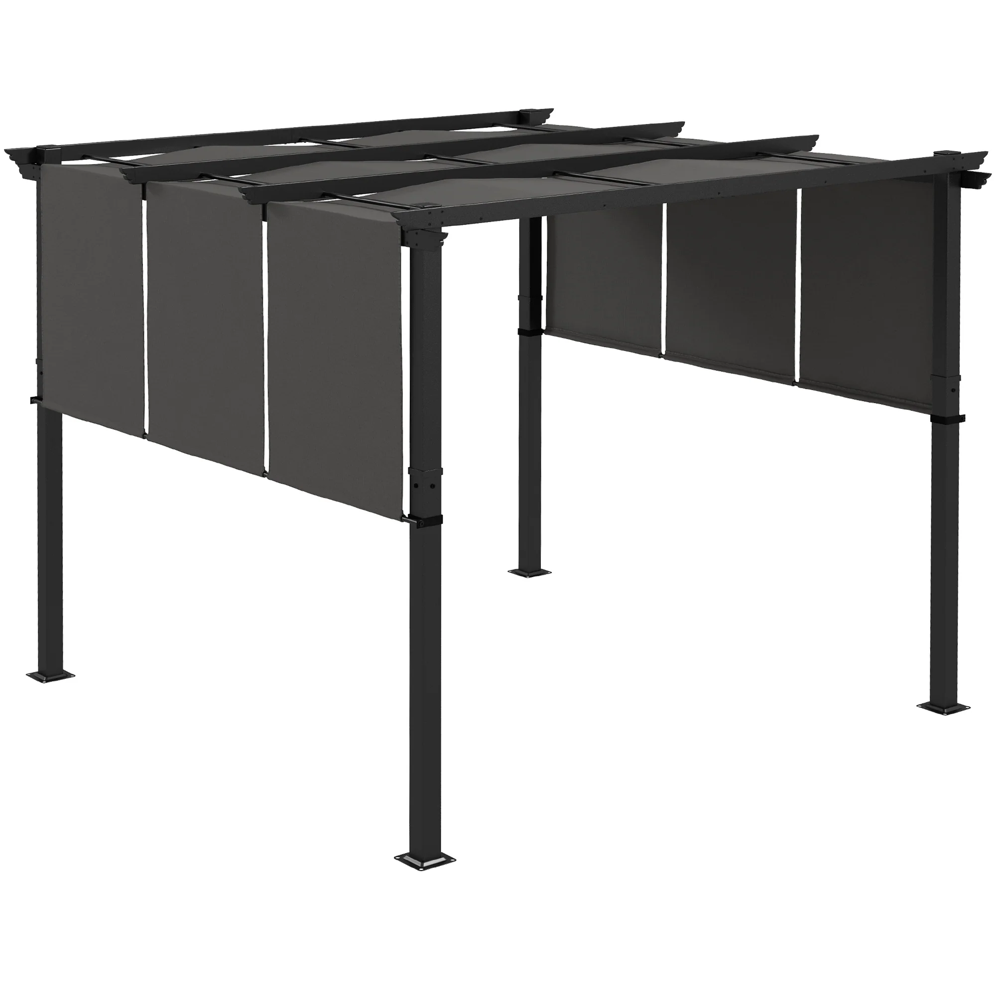 Outsunny Pérgola De Jardín 3x3 M Con Techo Retráctil Marco De Acero Gris Oscuro
