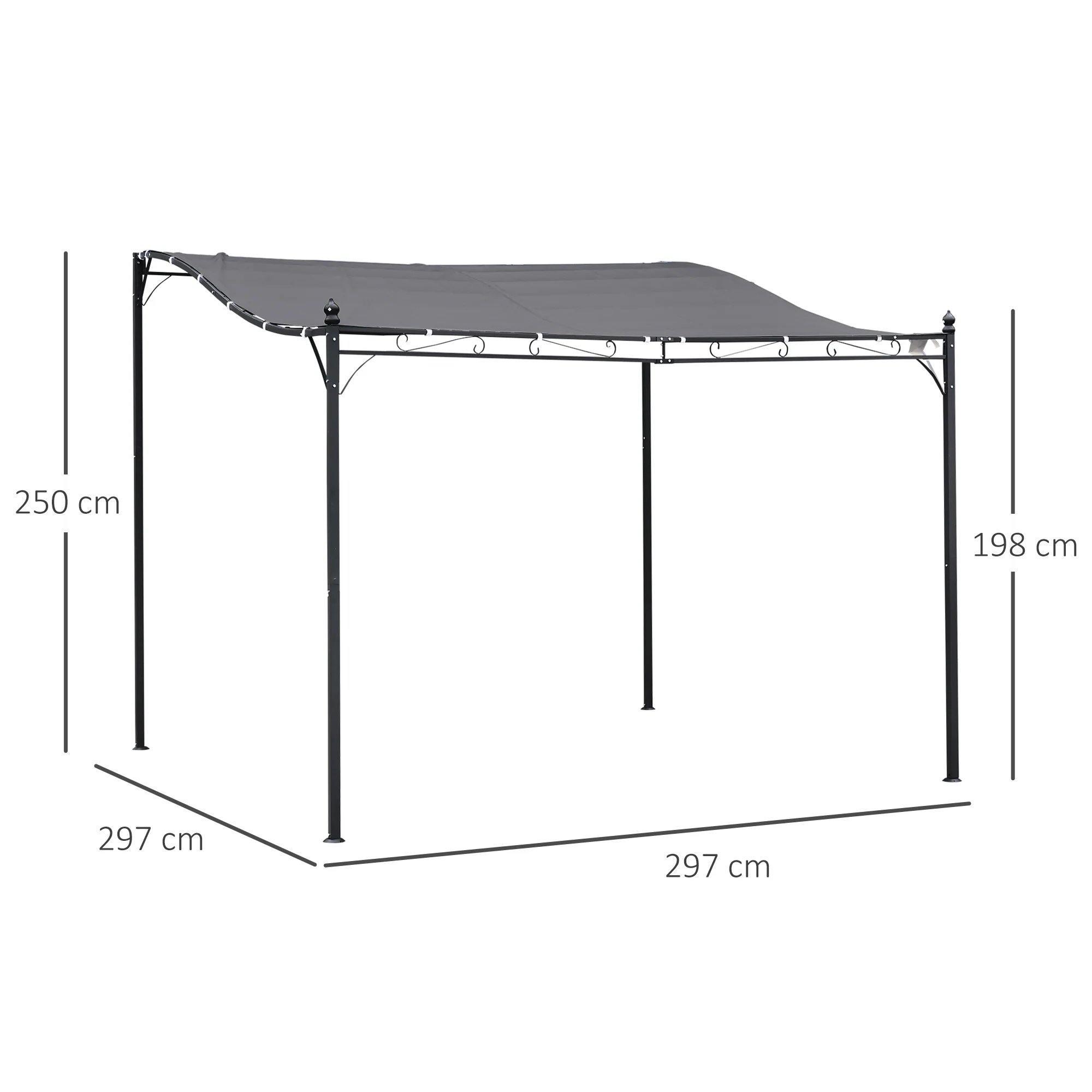 Outsunny Pérgola De Jardín 3x3m Cenador Con 16 Orificios De Drenaje Para Patio - Image 3