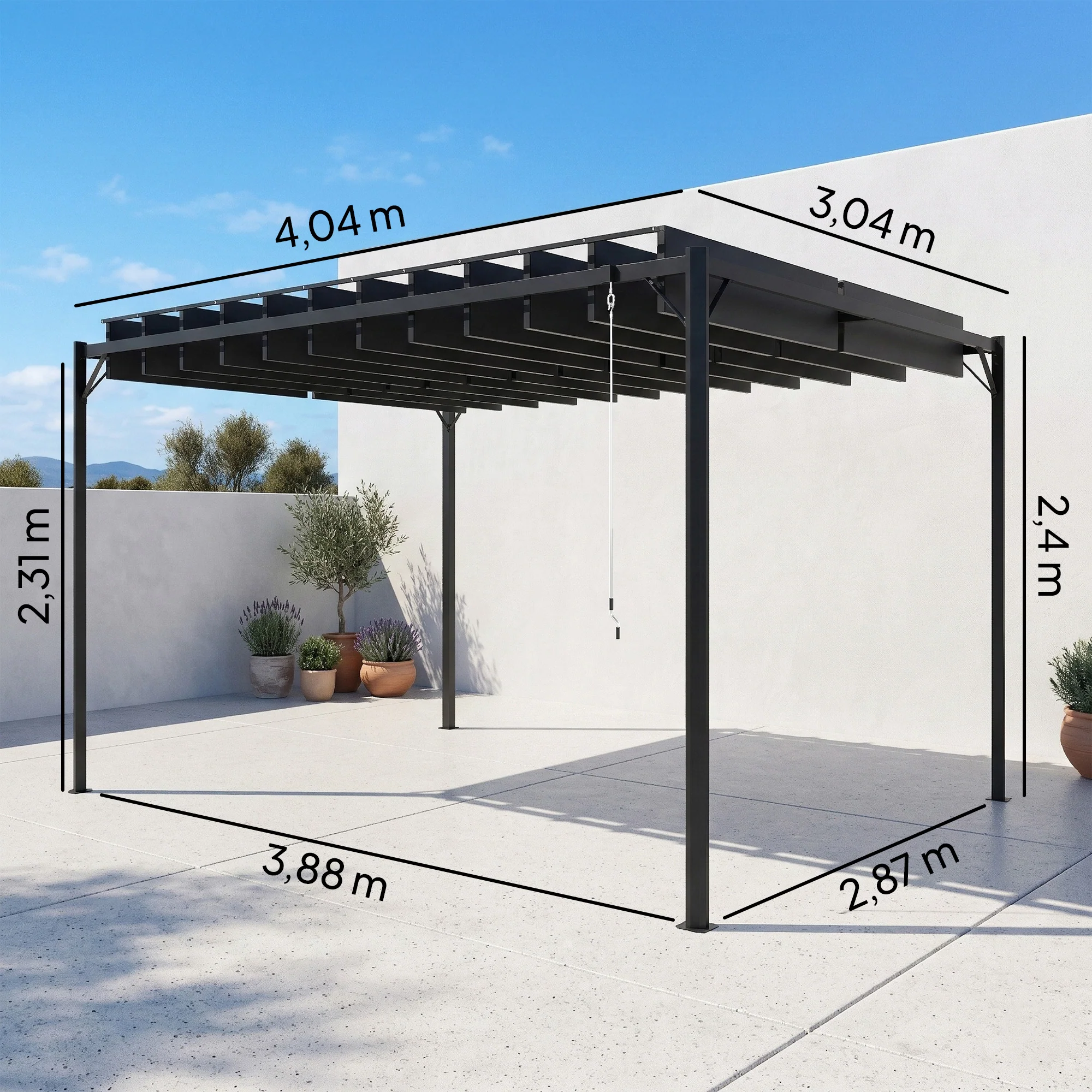 Outsunny Pérgola De Jardín 3x4 M Con Techo De Lamas Orientables Upf50+ Gris - Image 3