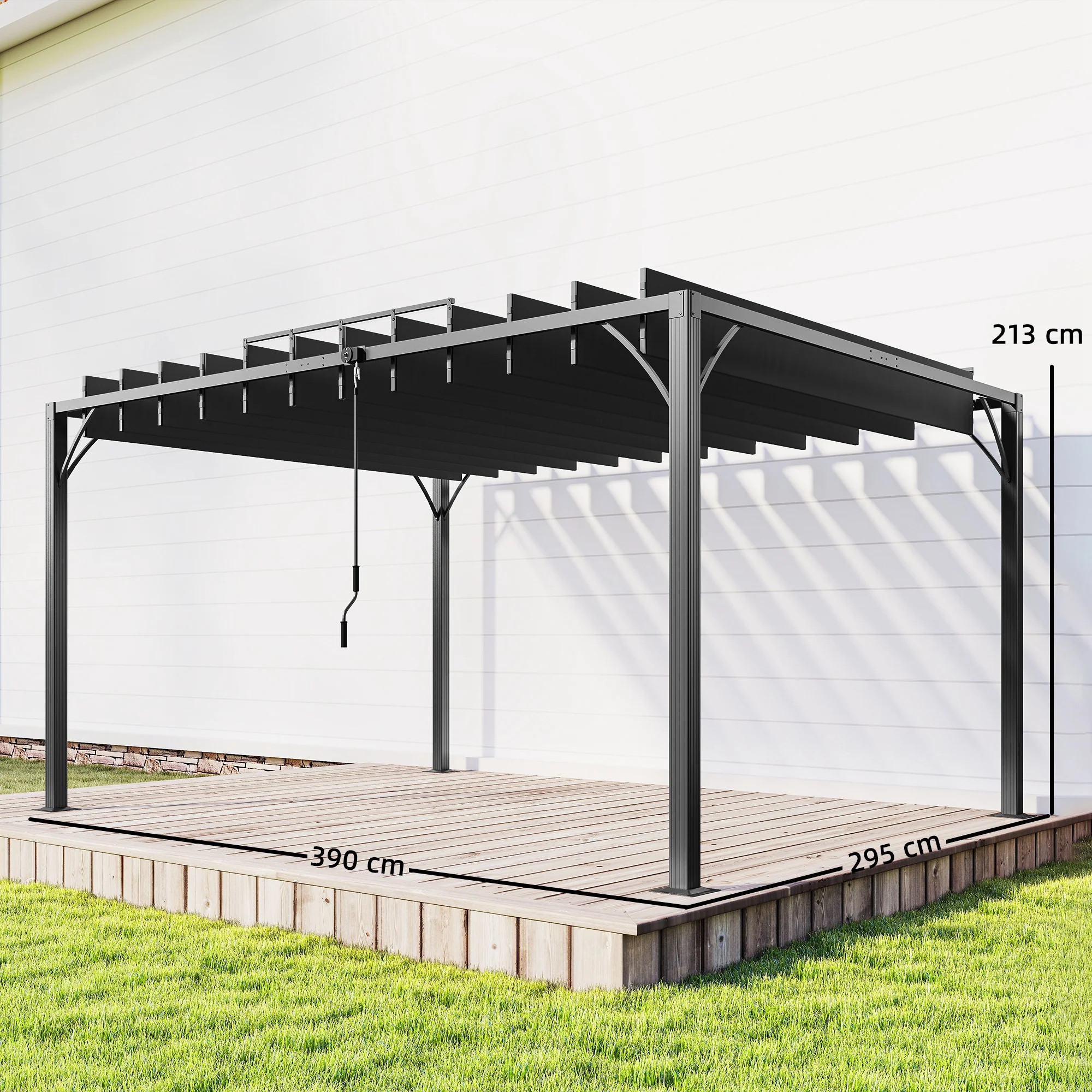 Outsunny Pérgola De Jardín 3x4 M Con Techo De Lamas Orientables Upf50+ Gris - Image 3
