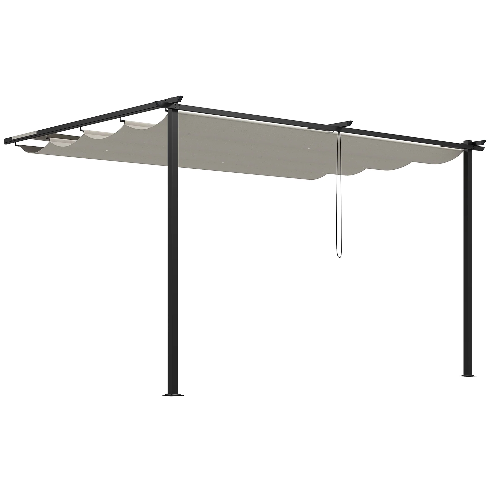 Outsunny Pérgola De Pared De Jardín 4x3 M Con Techo Retráctil Tela Poliéster