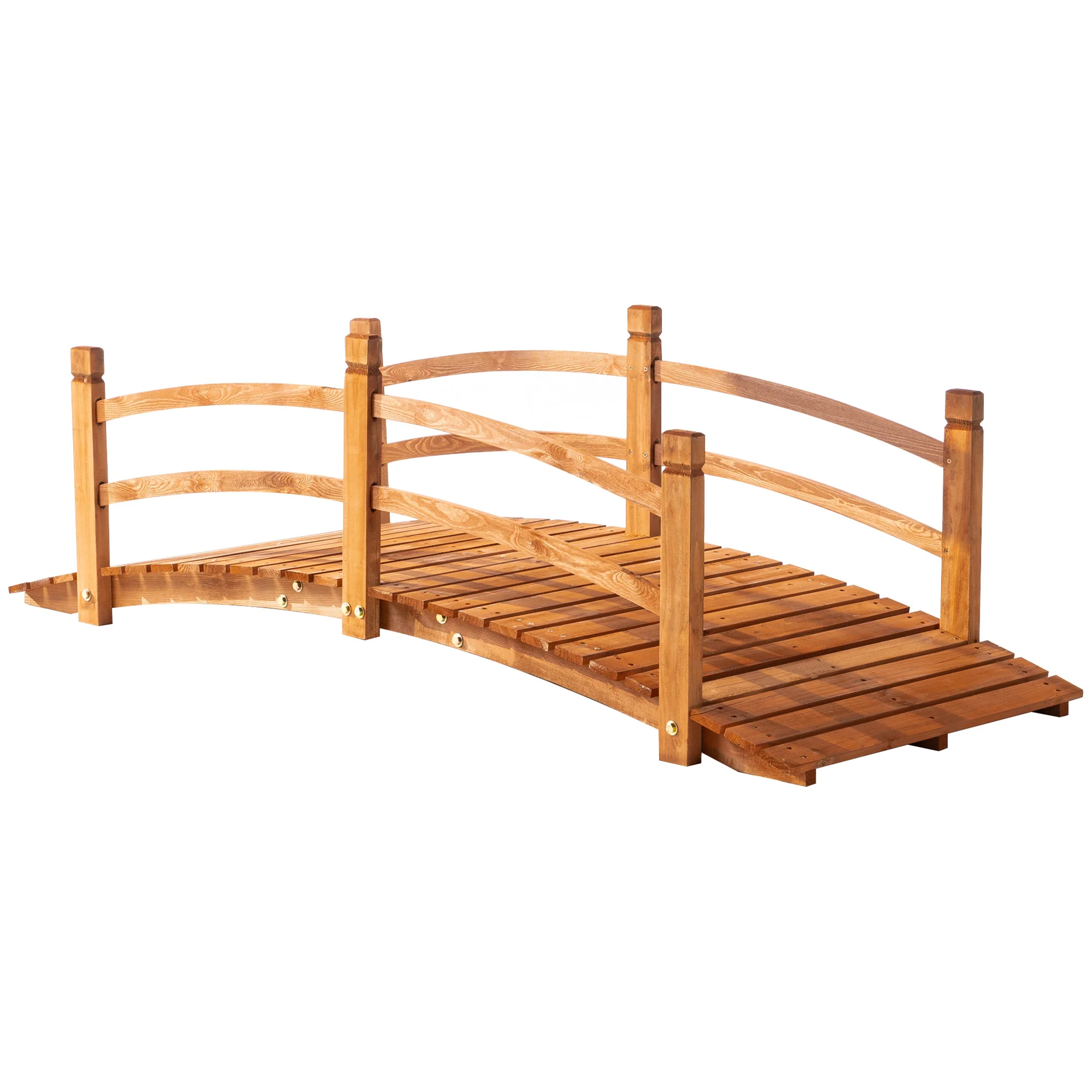 Outsunny Puente De Arco De Madera Con Pasamanos 185x72x58 Cm Natural