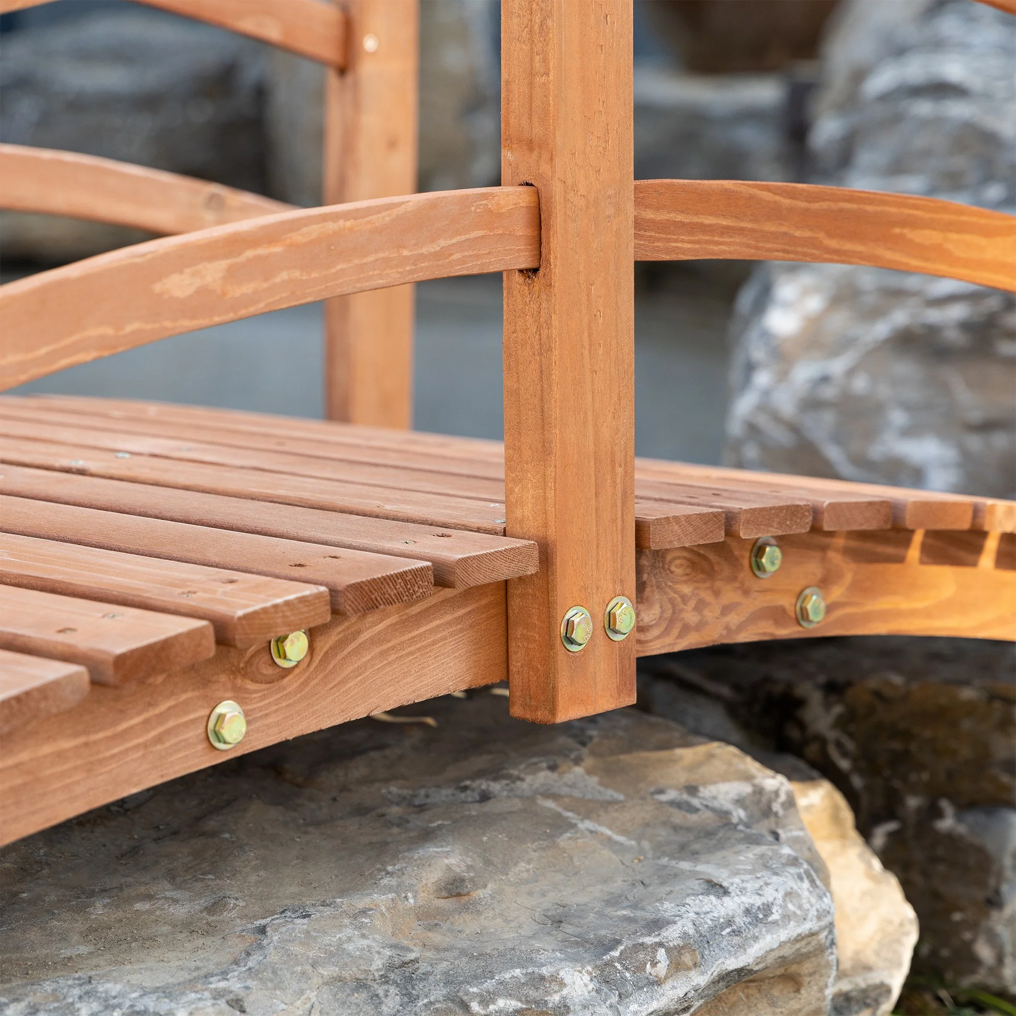 Outsunny Puente De Arco De Madera Con Pasamanos 185x72x58 Cm Natural - Image 4