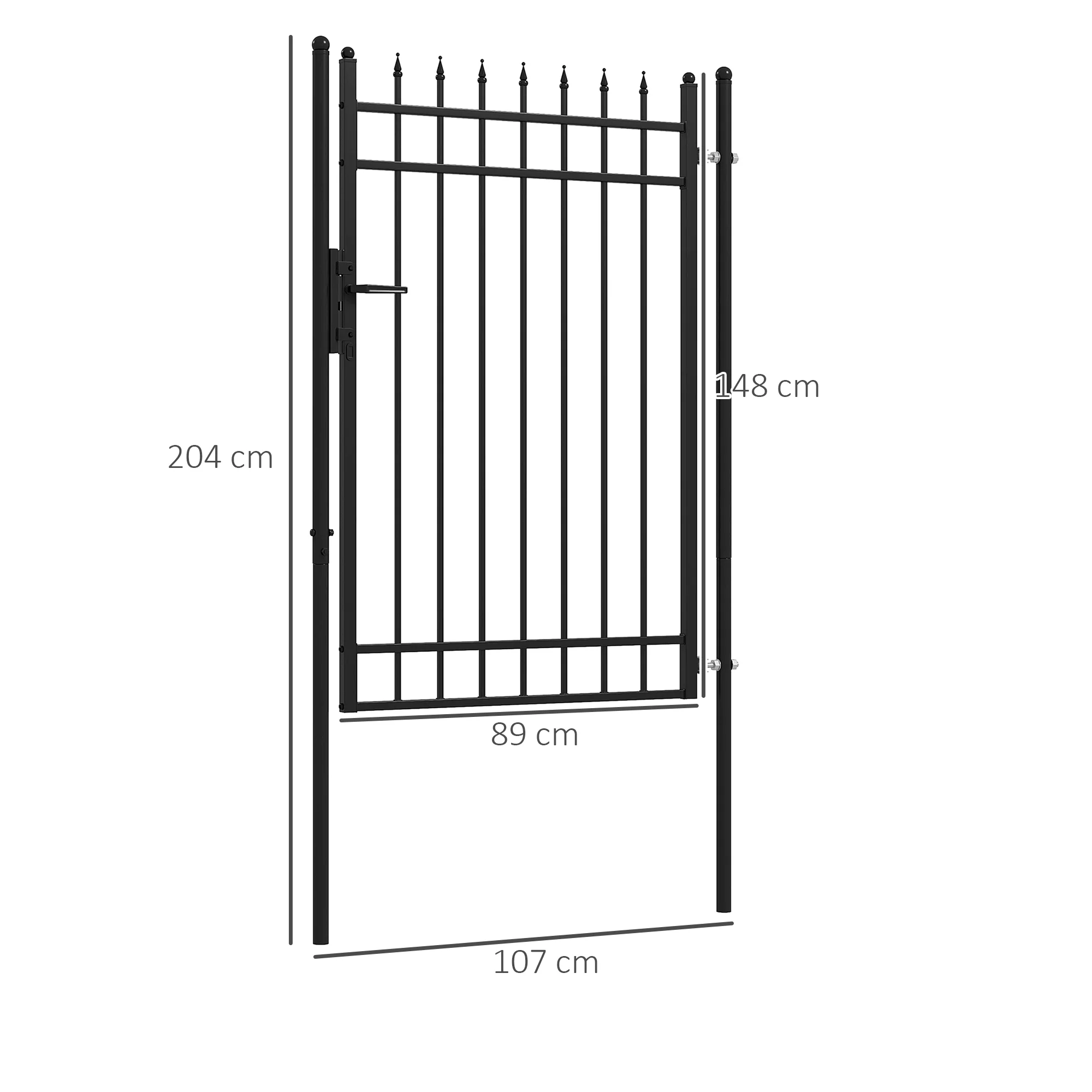 Outsunny Puerta De Jardín Con Decoración De Flechas 107x204 Cm Negro - Image 3