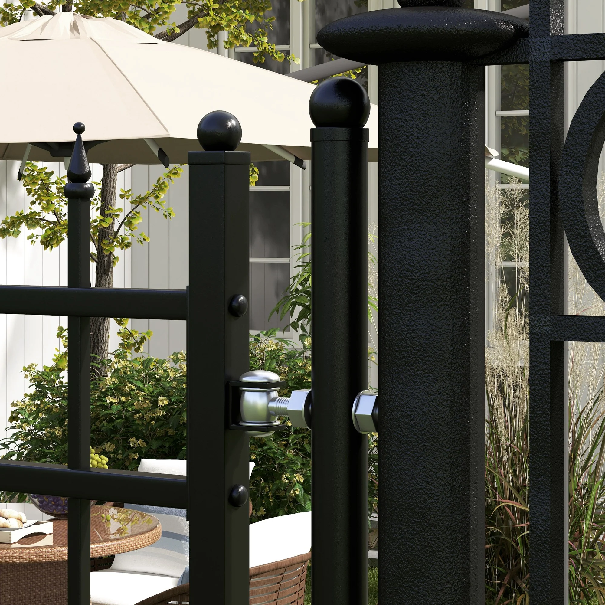 Outsunny Puerta De Jardín Con Decoración De Flechas 107x204 Cm Negro - Image 4