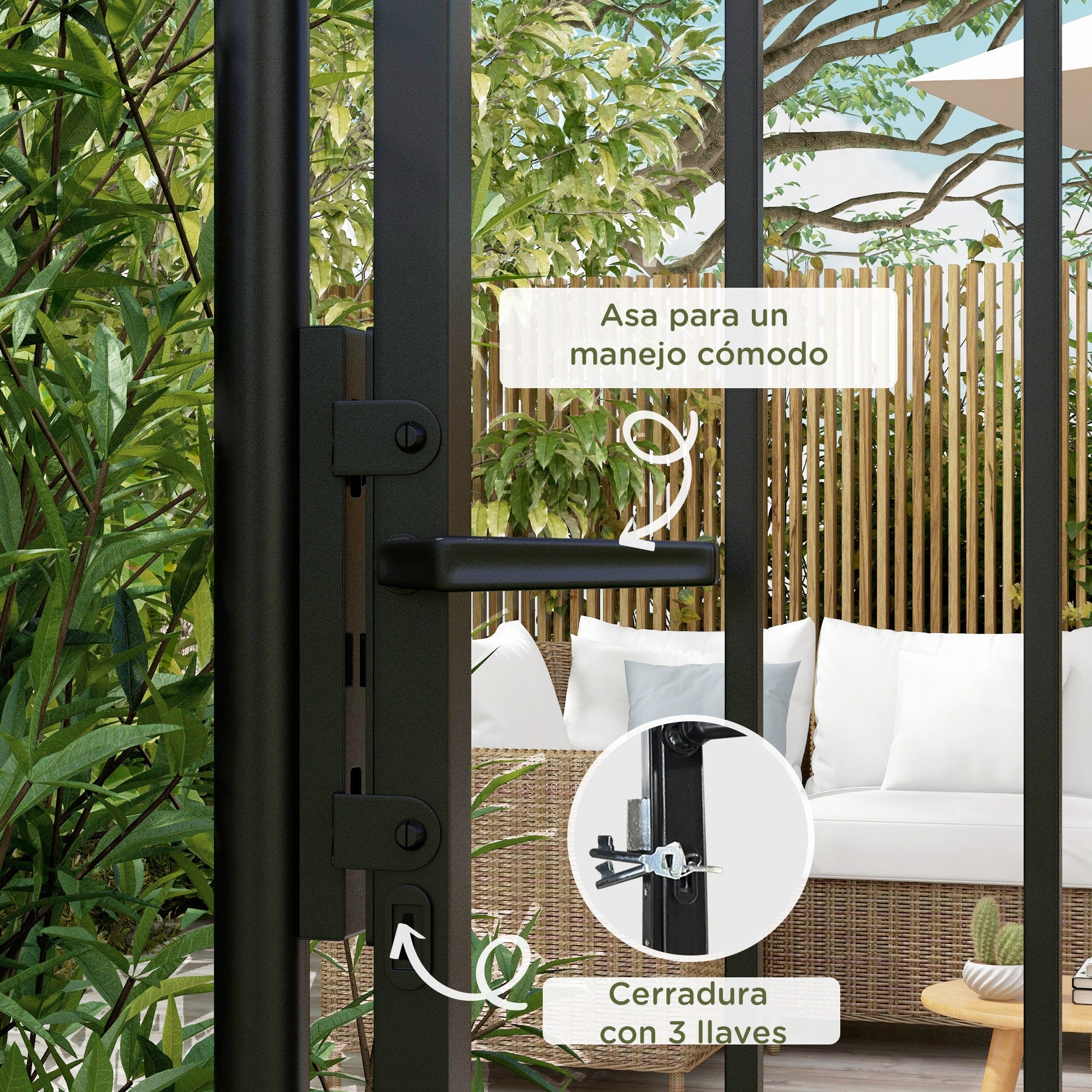 Outsunny Puerta De Jardín Con Decoración De Flechas 107x204 Cm Negro - Image 6