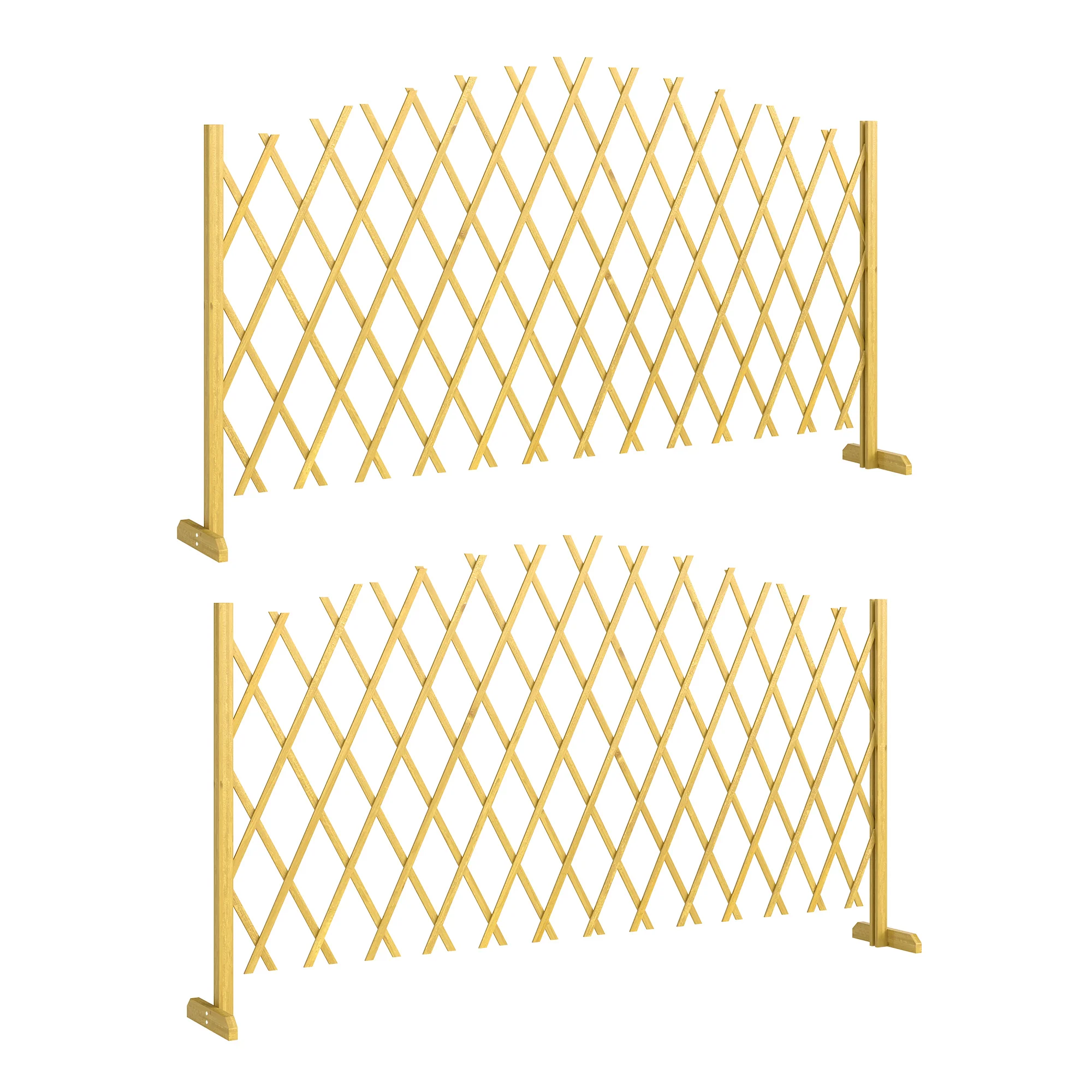 Outsunny Set De 2 Paneles Vallas De Madera Extensibles 180x30x103 Cm Natural