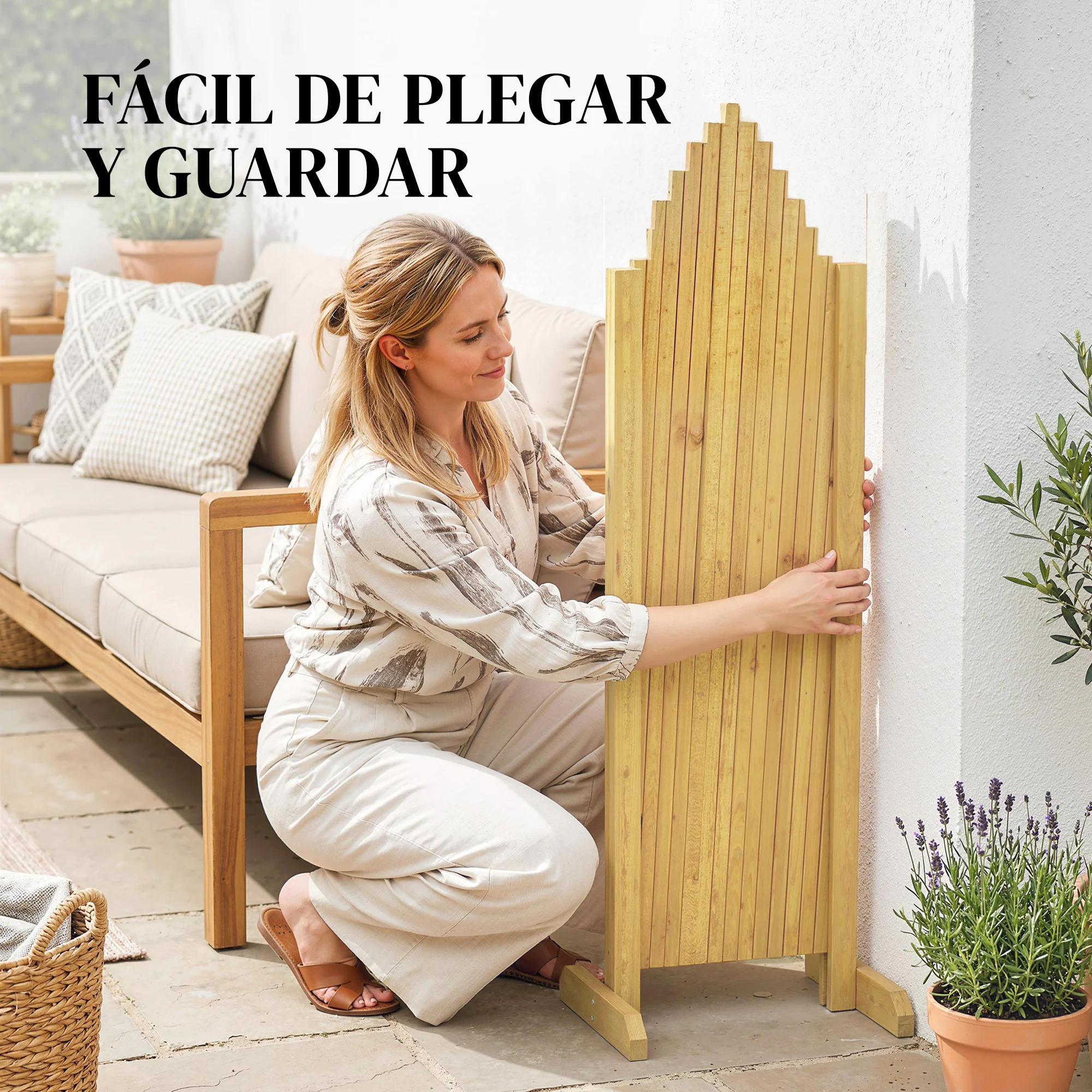Outsunny Set De 2 Paneles Vallas De Madera Extensibles 180x30x103 Cm Natural - Image 6
