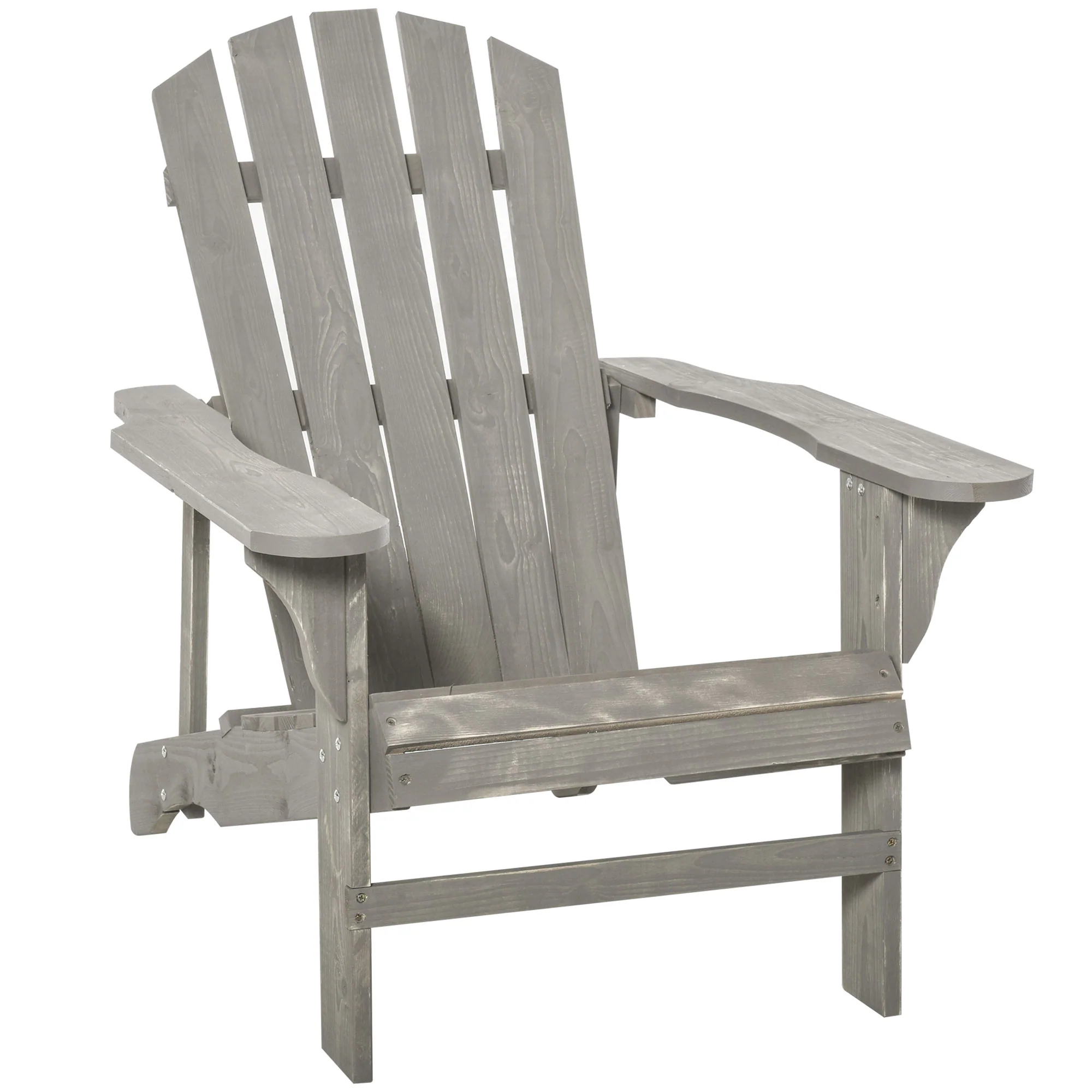 Outsunny Silla Adirondack De Madera Carga 150 Kg 78x89x88 Cm Gris Claro